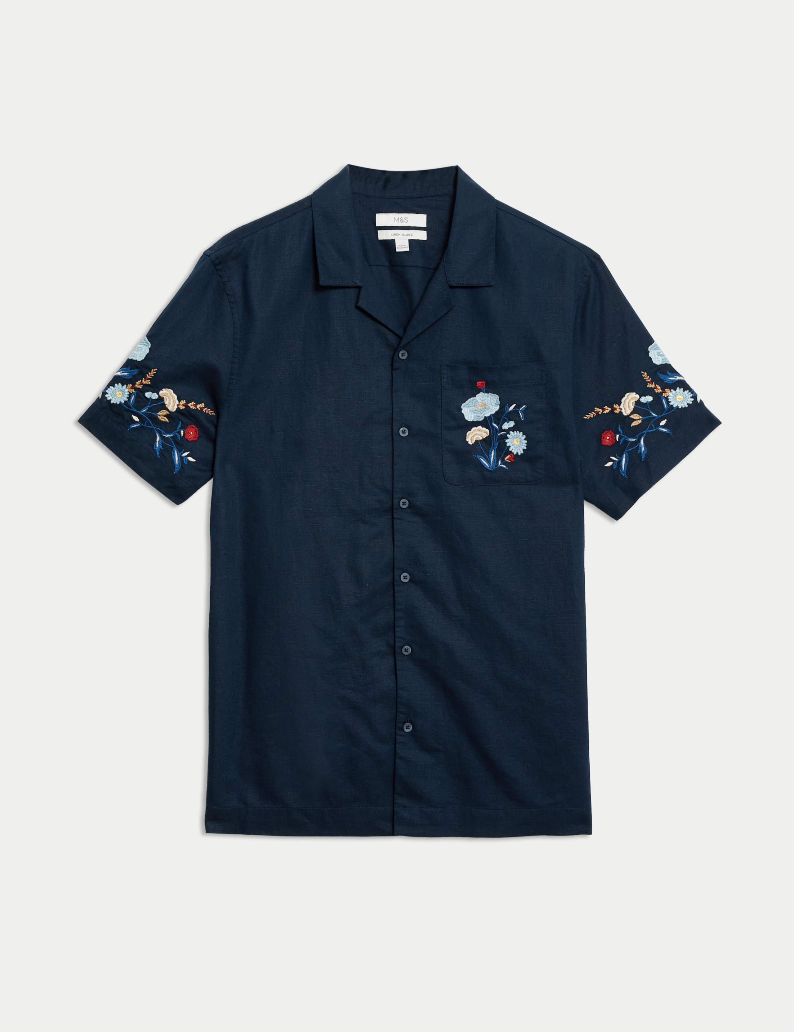 Cotton Linen Blend Cuban Collar Shirt