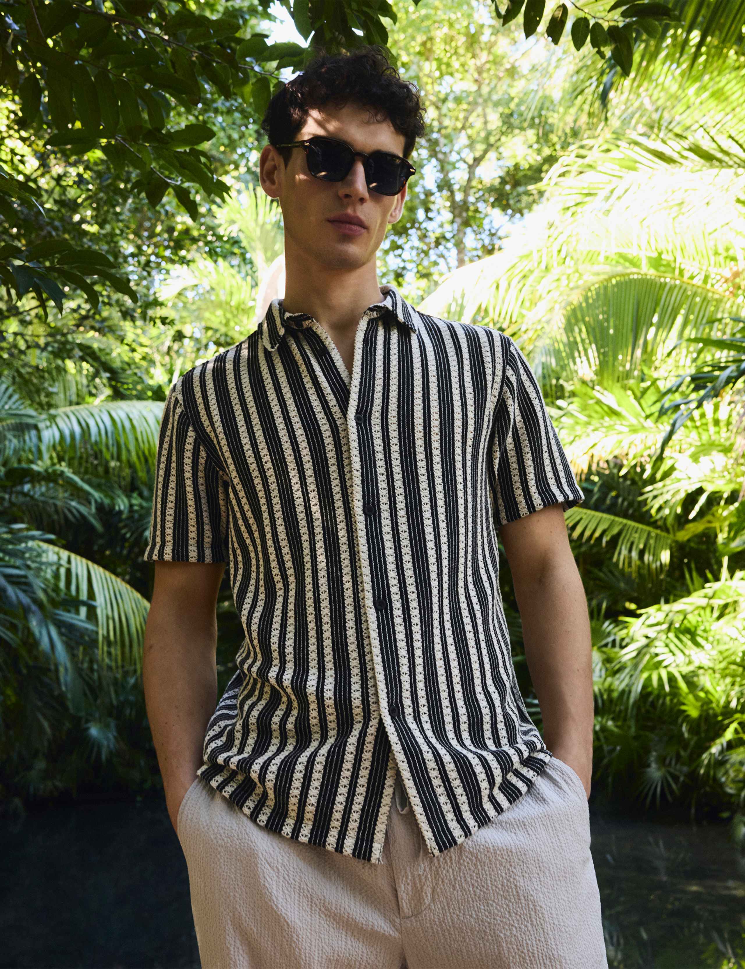 Regular Fit Cotton Rich Striped Shirt