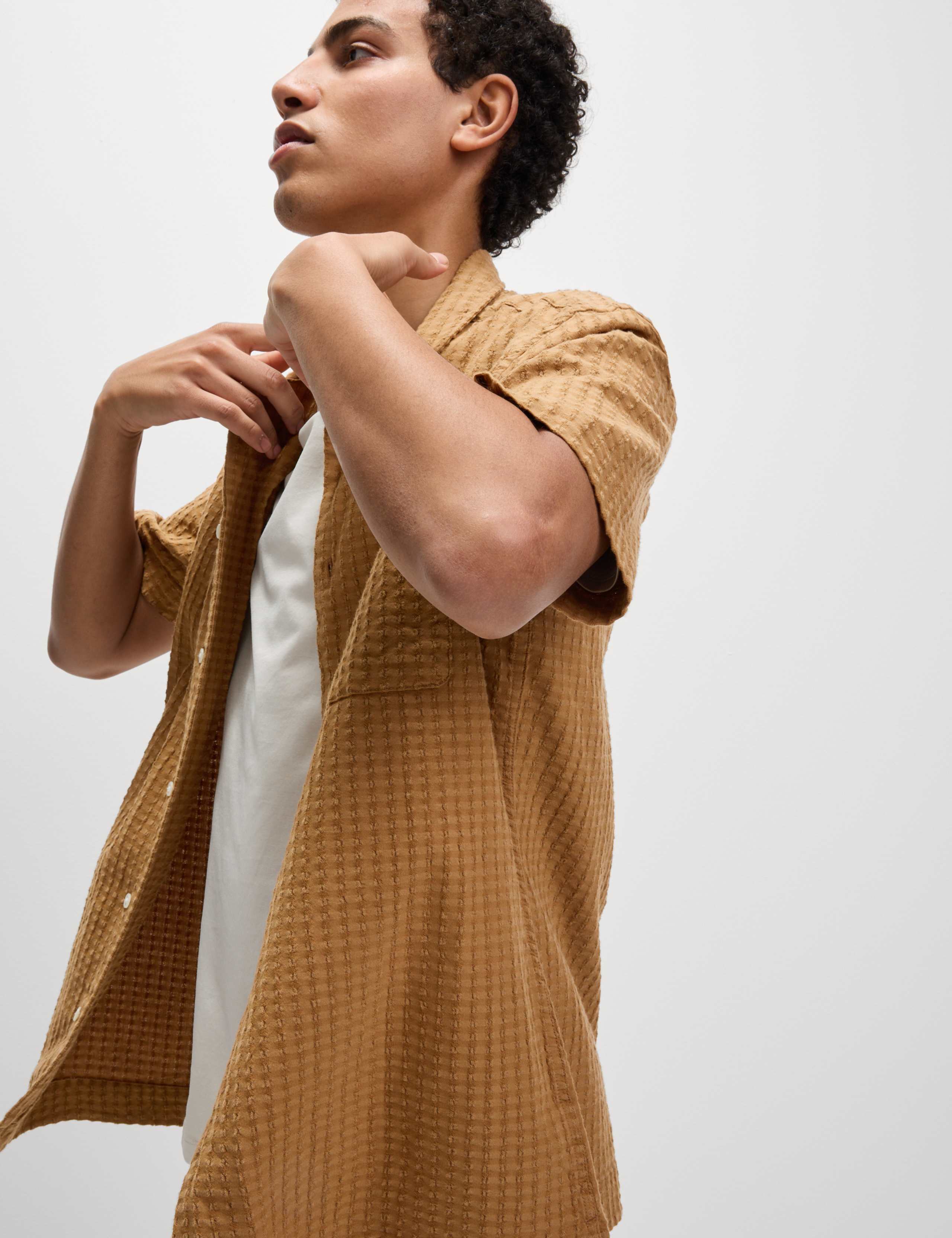 Cotton Rich Textured Check Shirt