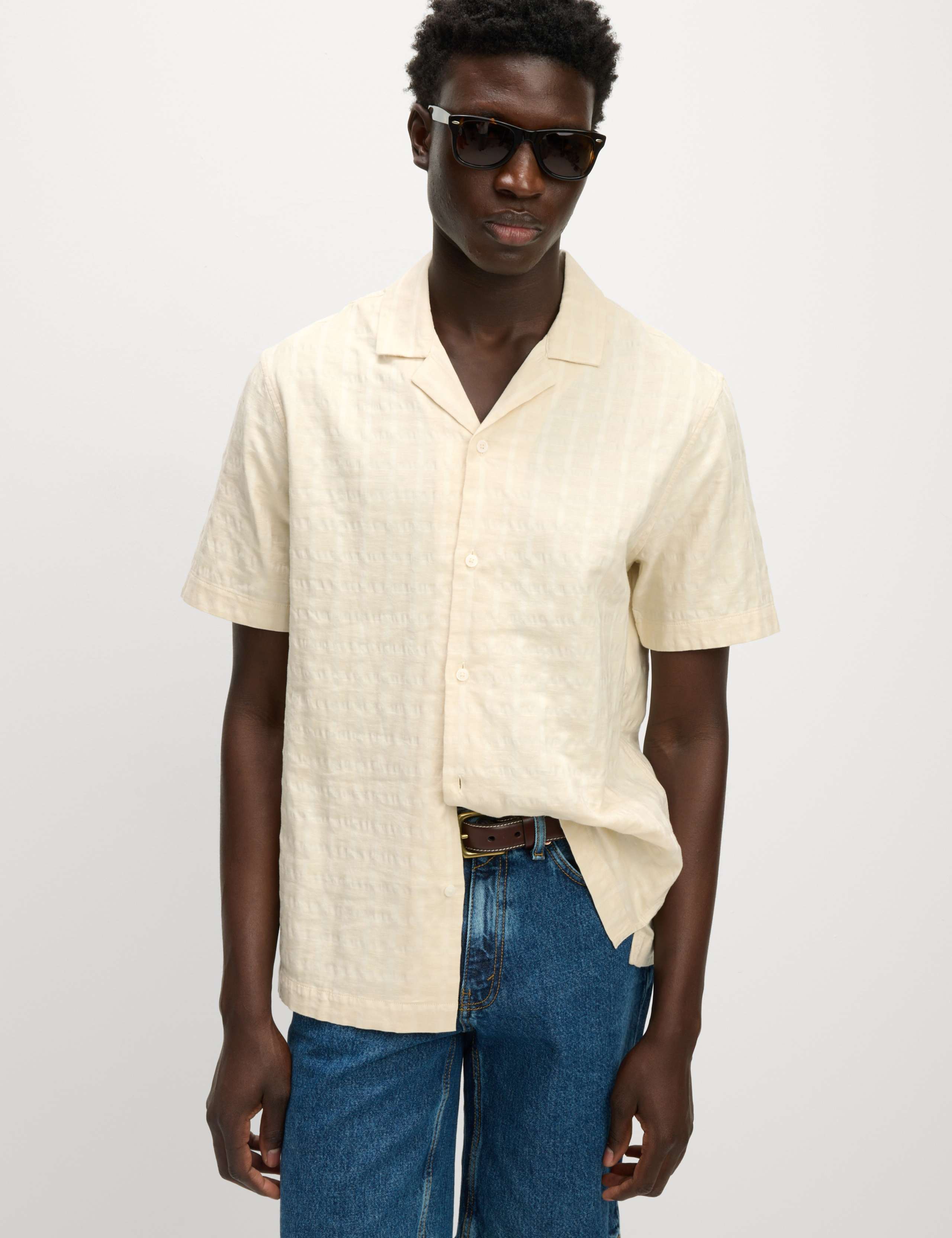 Regular Fit Cotton Rich Textured Shirt