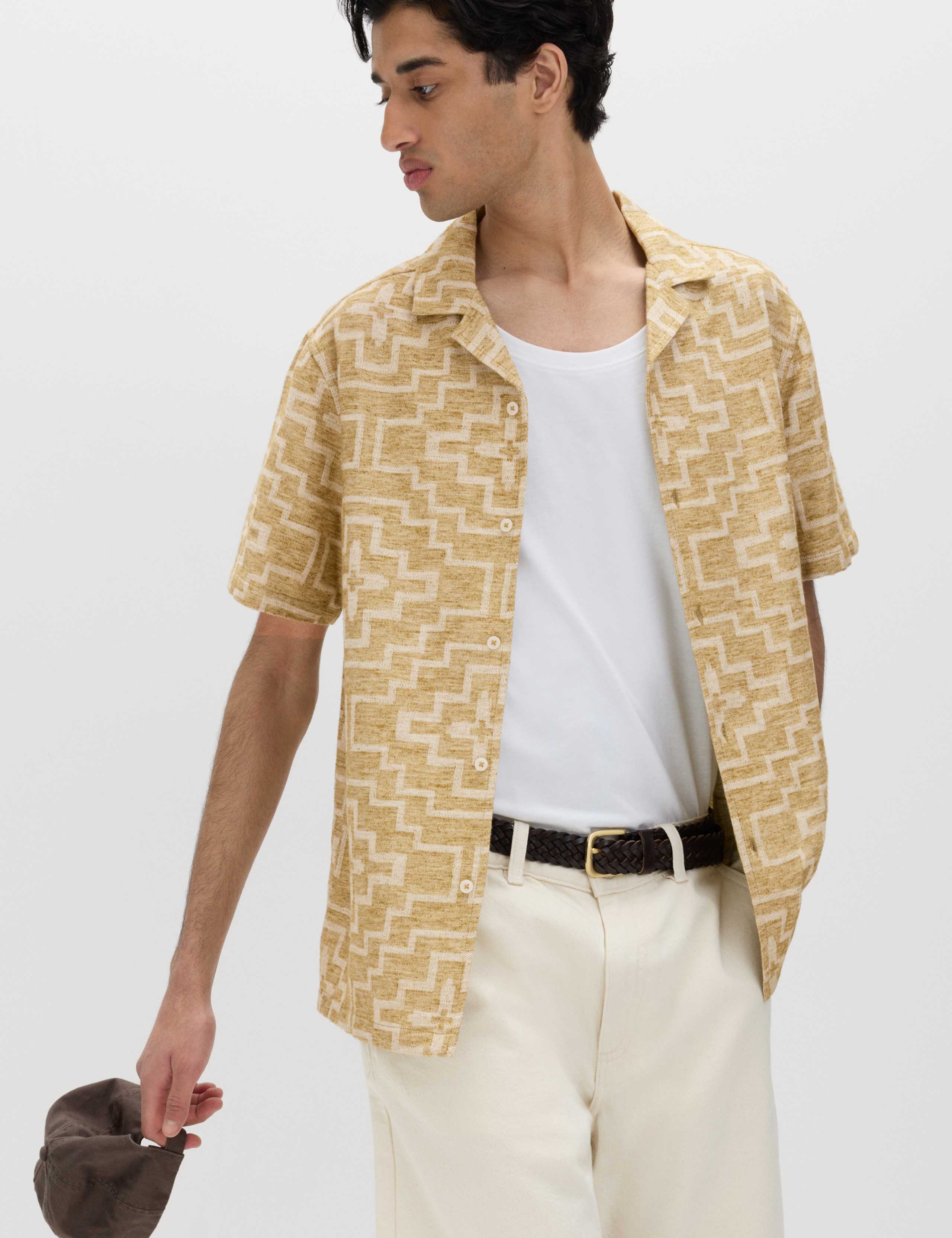 Cotton Rich Geometric Short Sleeve Shirt