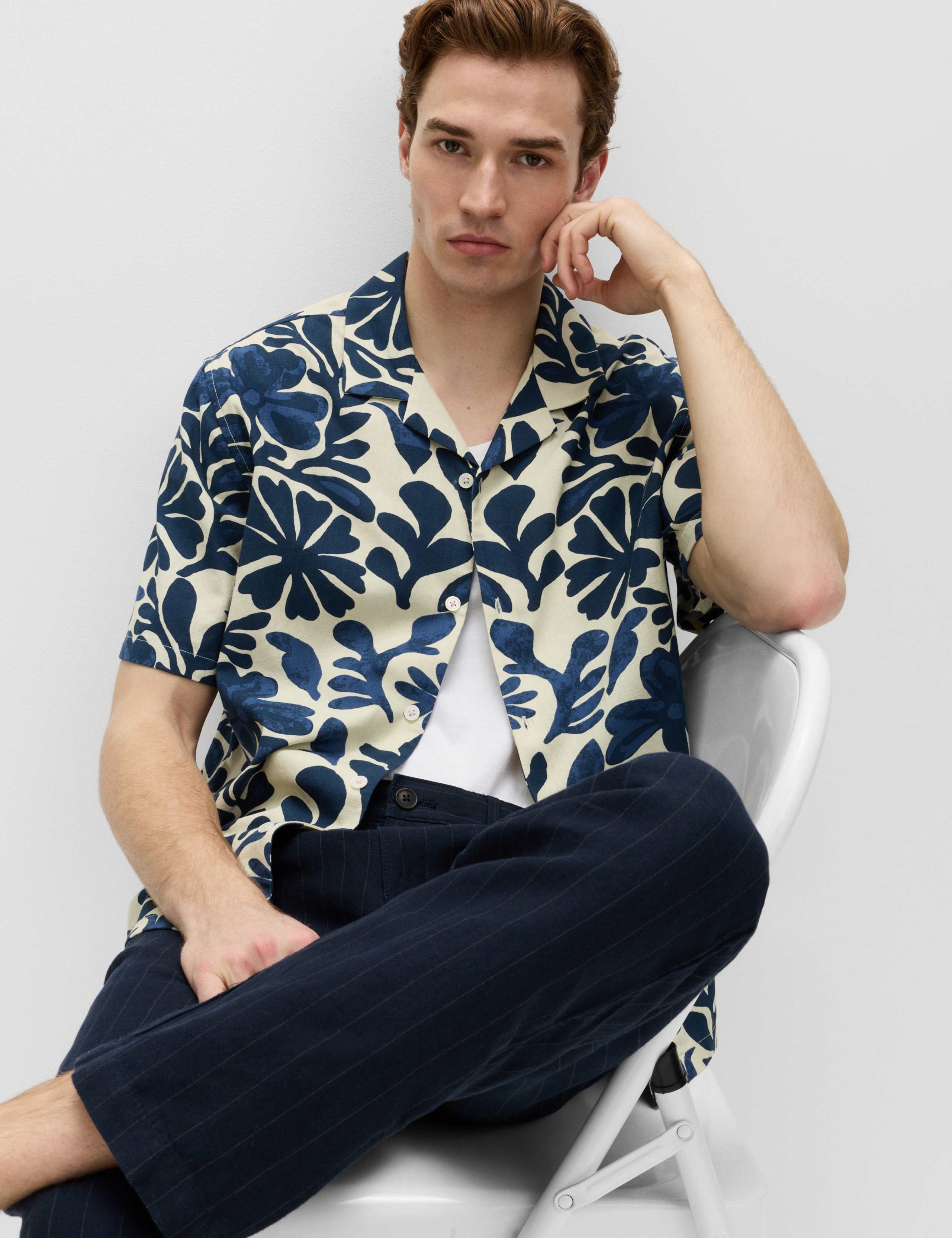 Pure Cotton Floral Short Sleeve Shirt