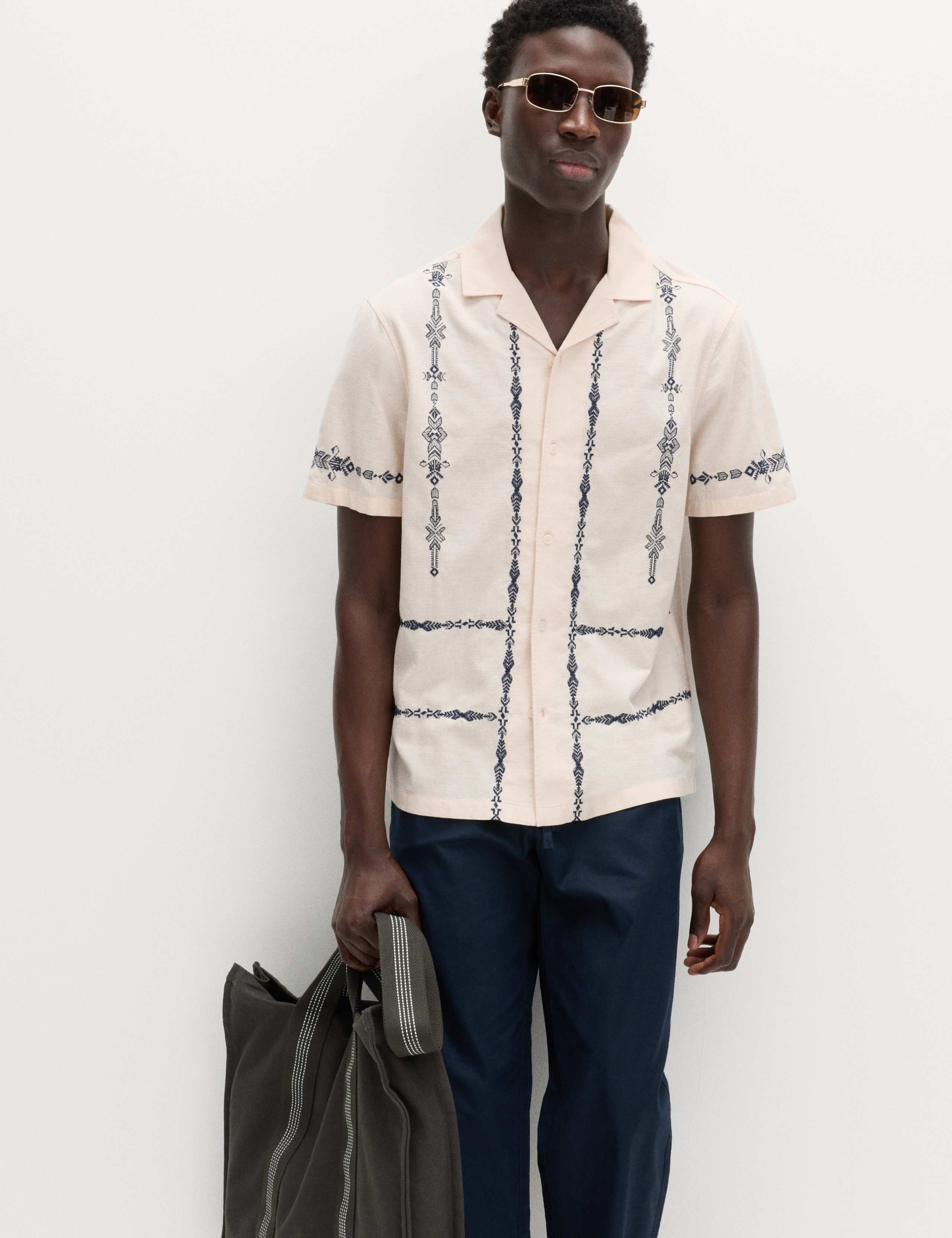 Cotton Rich Embroidered Short Sleeve Shirt