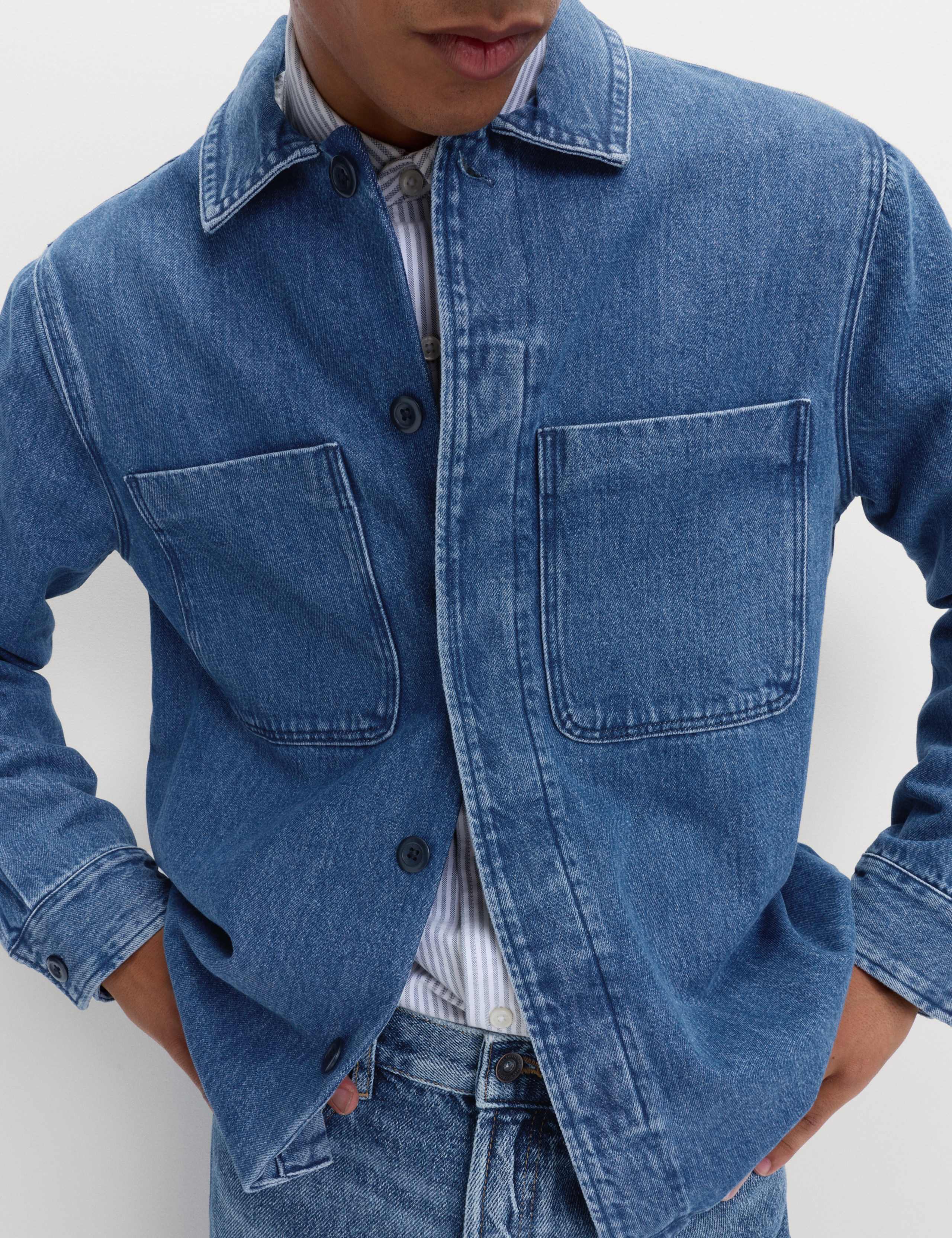 Pure Cotton Denim Overhead Shirt