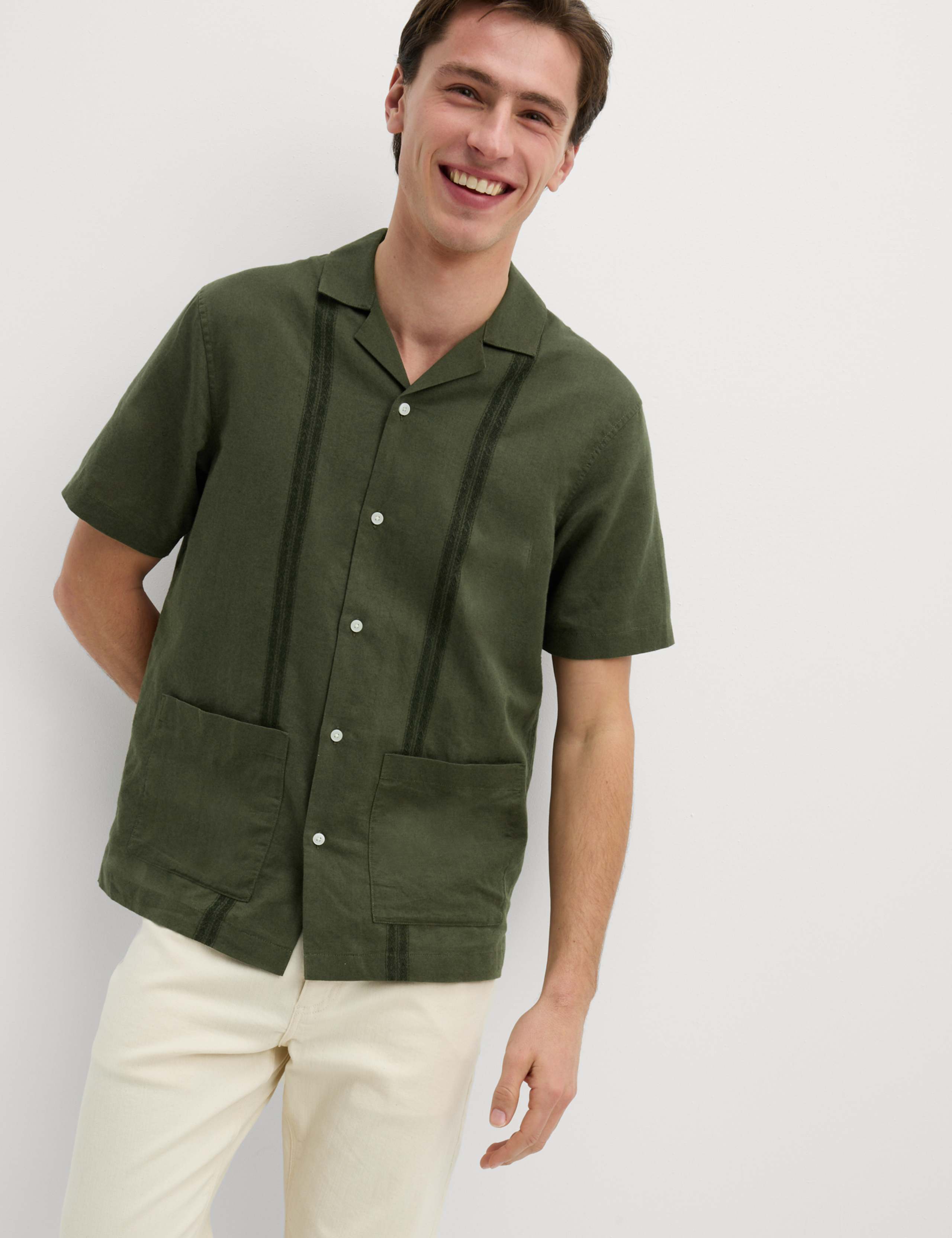 Regular Fit Cotton Linen Blend Shirt
