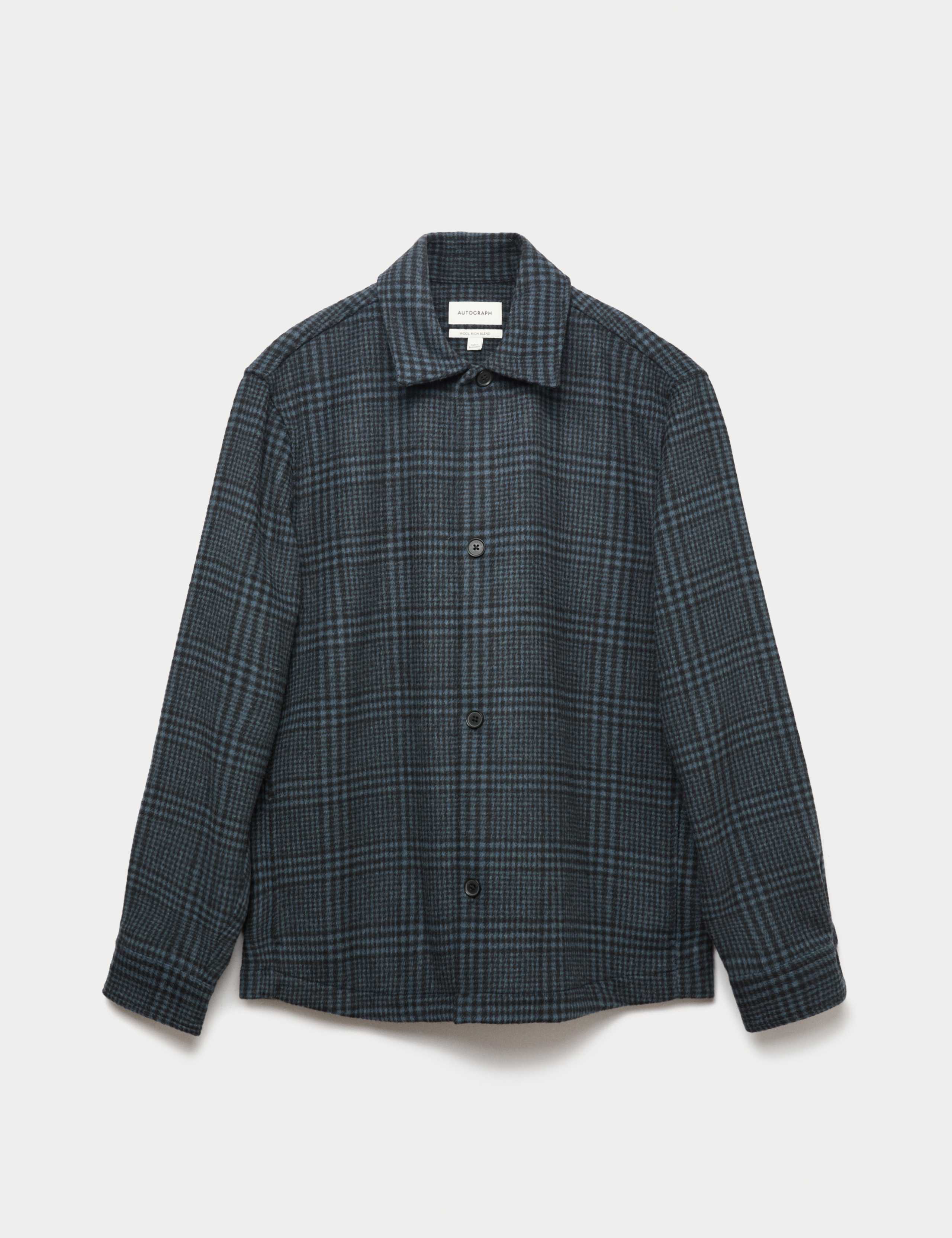 Wool Blend Checked Overshirt