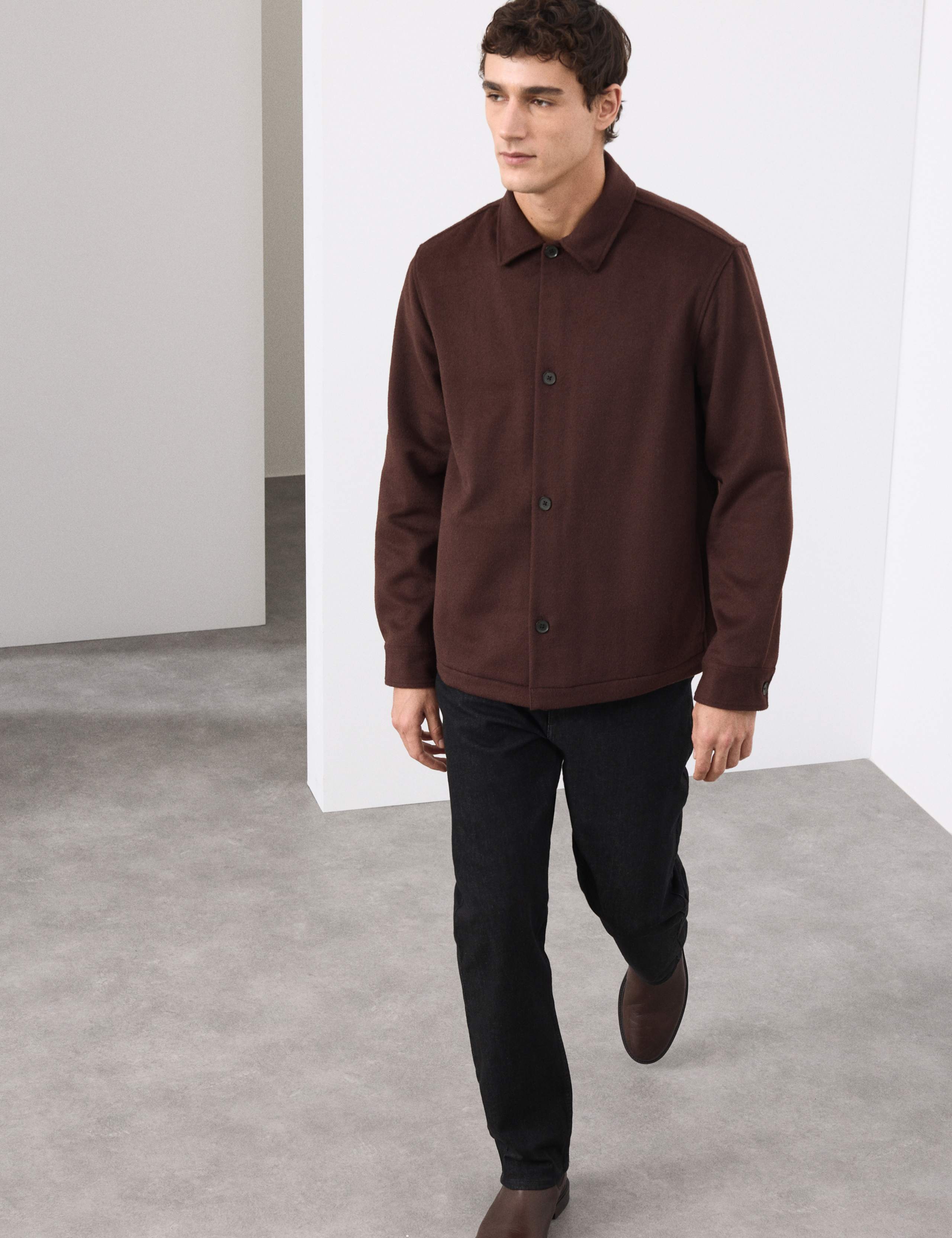 Regular Fit Wool Blend Overshirt