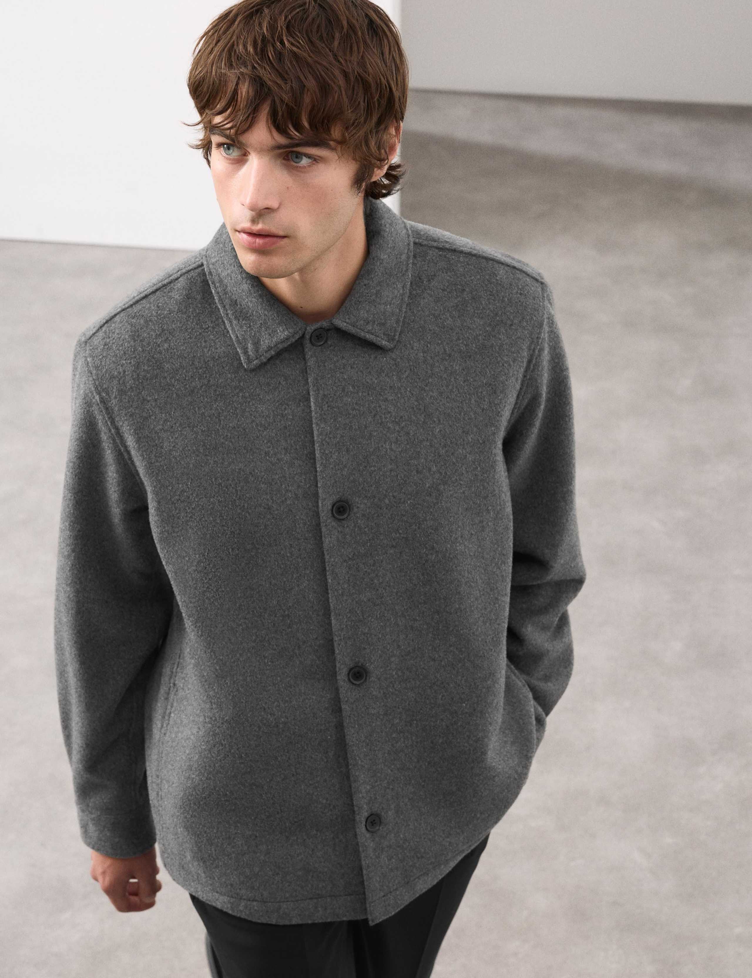 Regular Fit Wool Blend Overshirt
