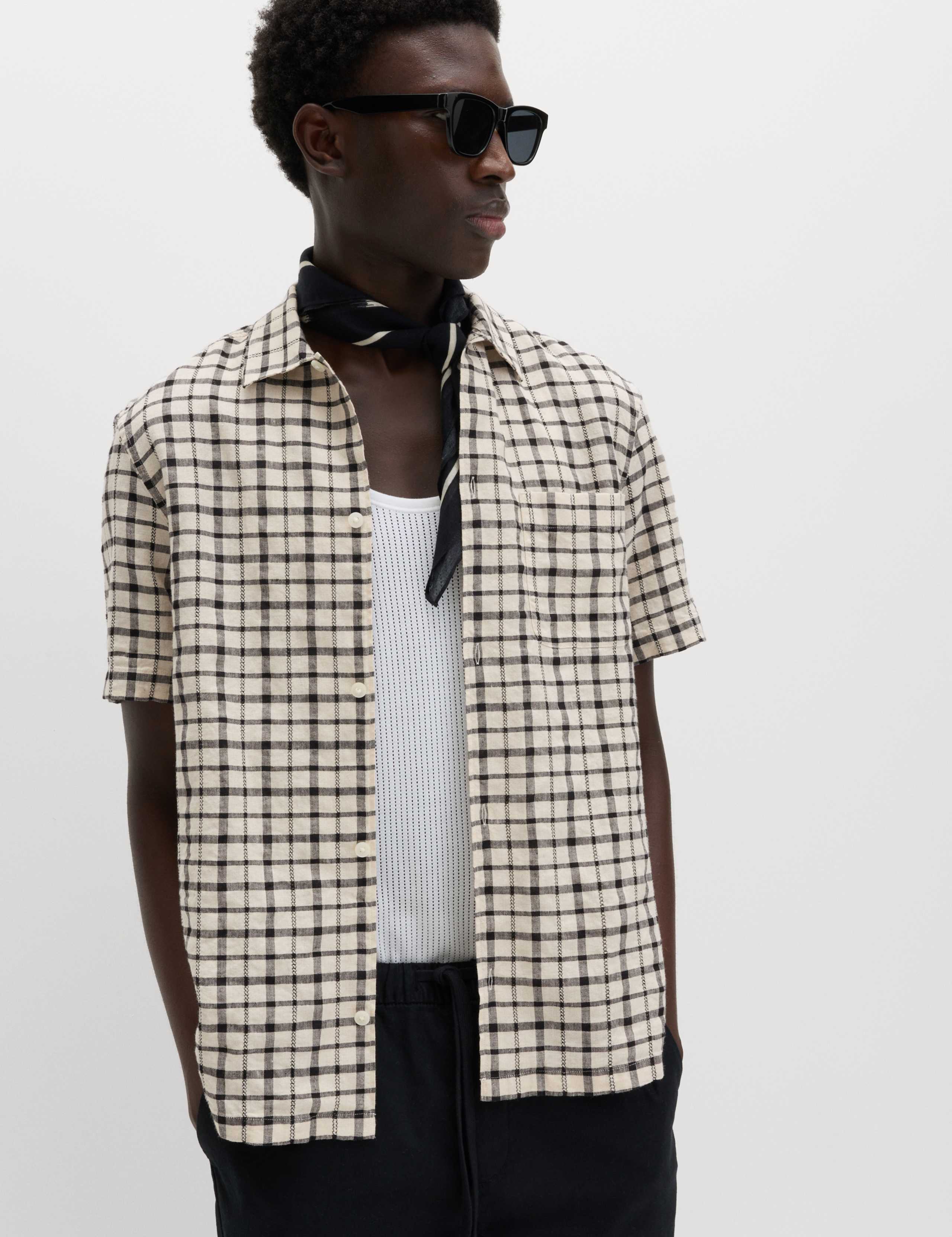 Linen Rich Check Short Sleeve Shirt