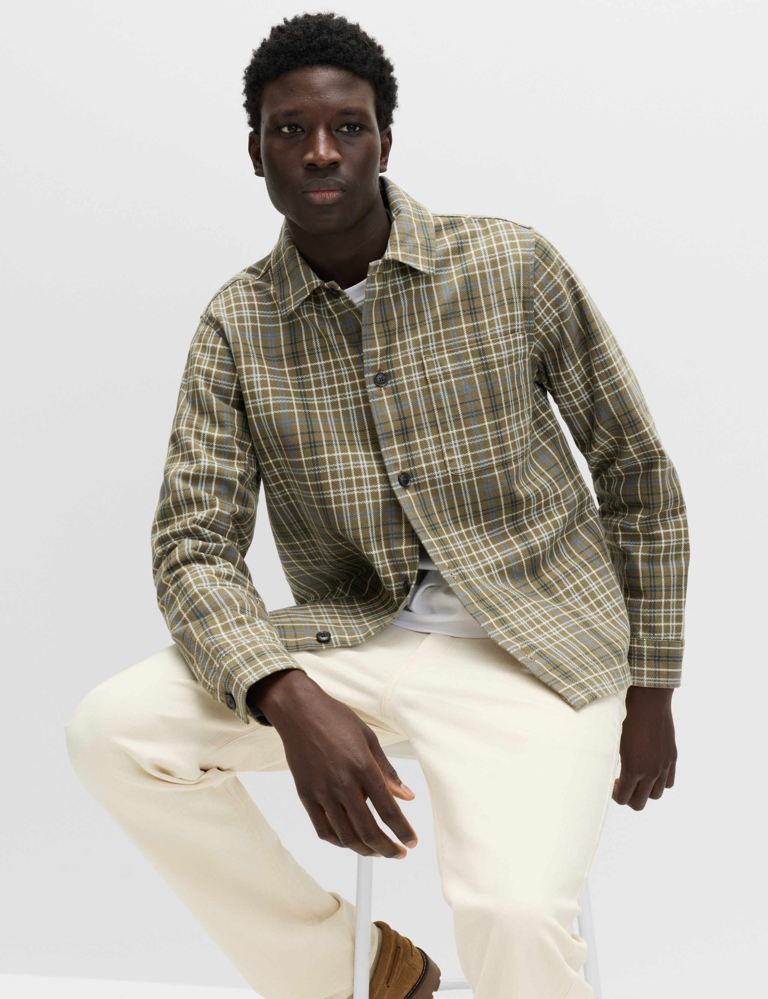 Pure Cotton Check Overshirt