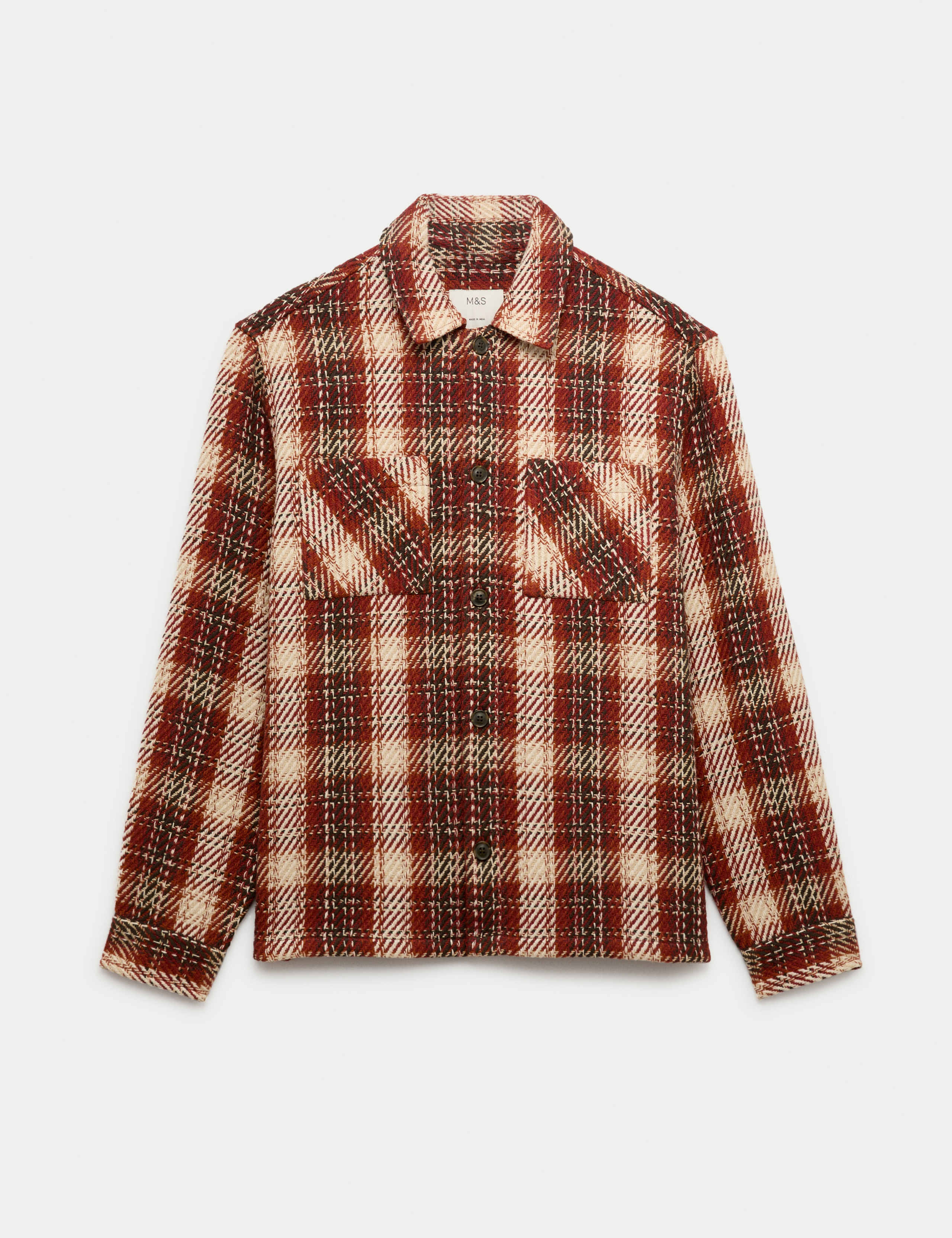 Regular Fit Pure Cotton Checked Overshirt