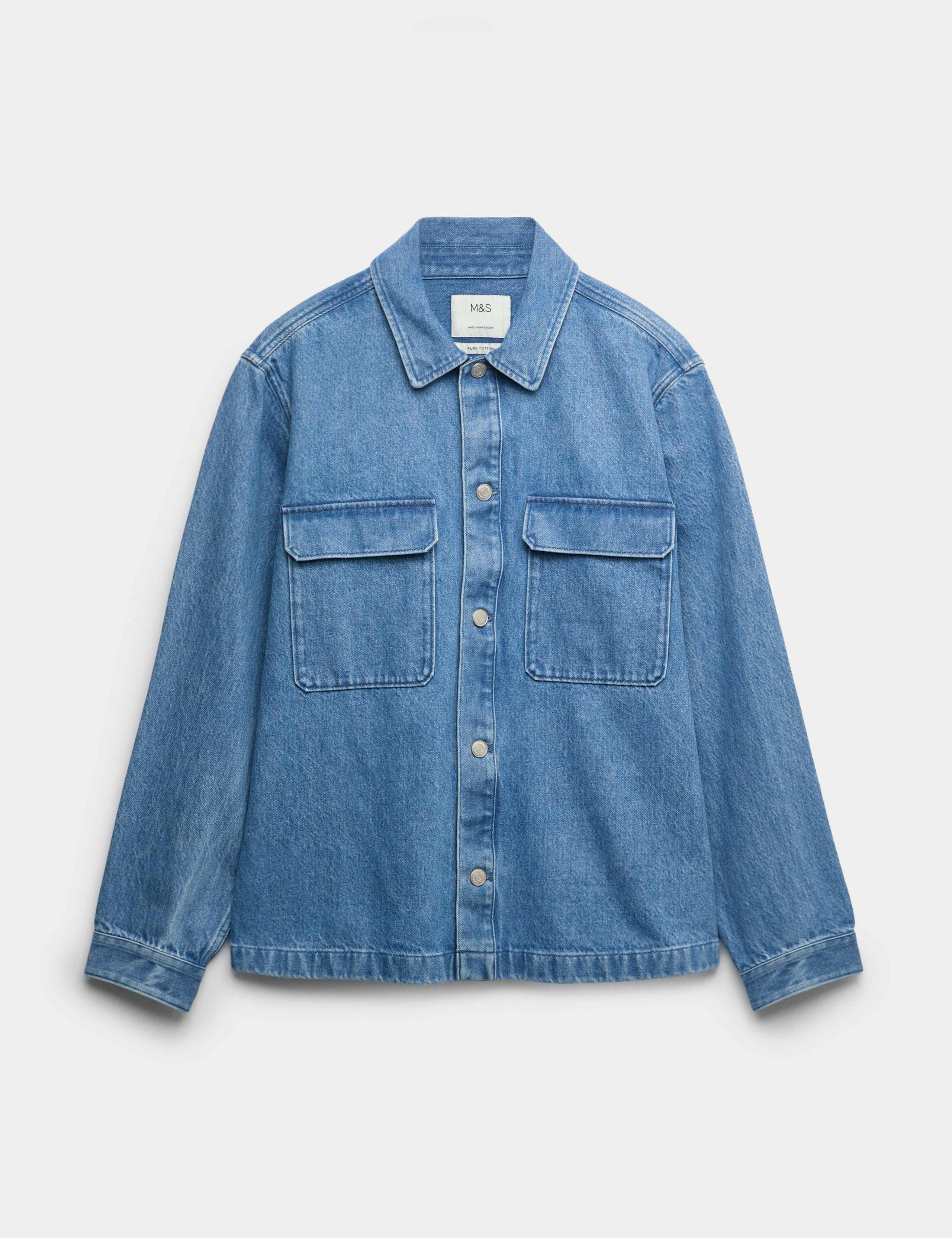 Regular Fit Pure Cotton Denim Overshirt