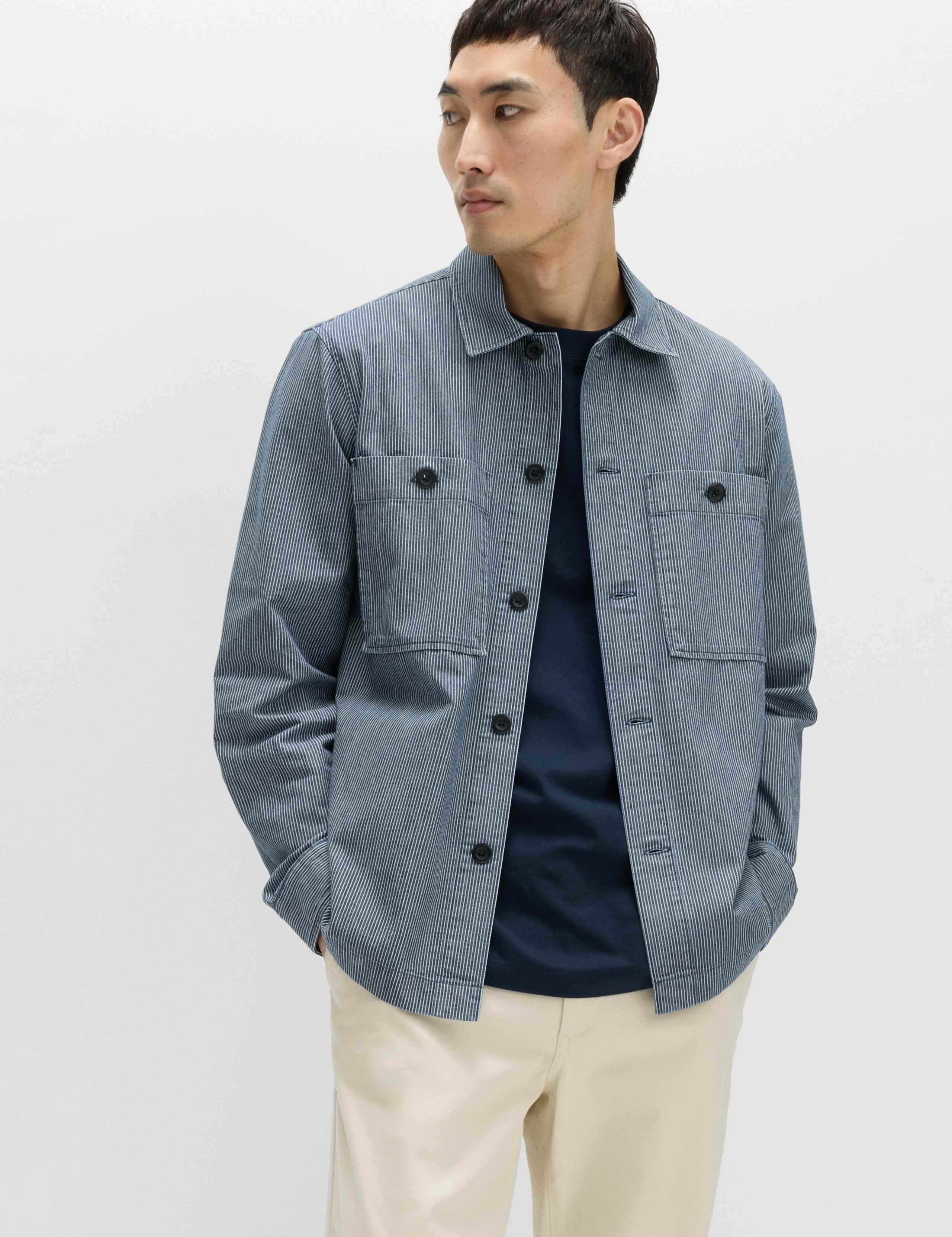 Pure Cotton Striped Overshirt