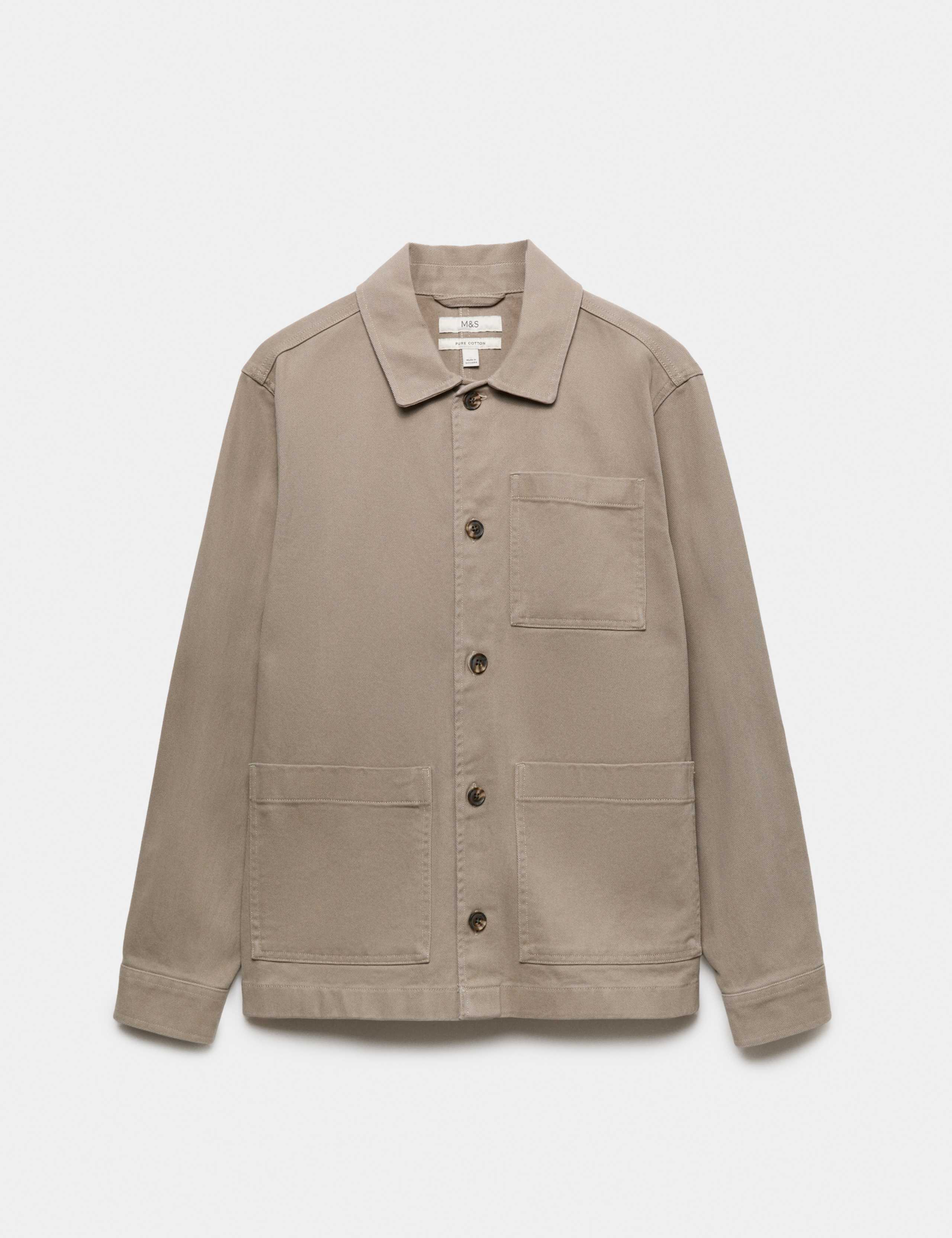 Regular Fit Pure Cotton Twill Overshirt