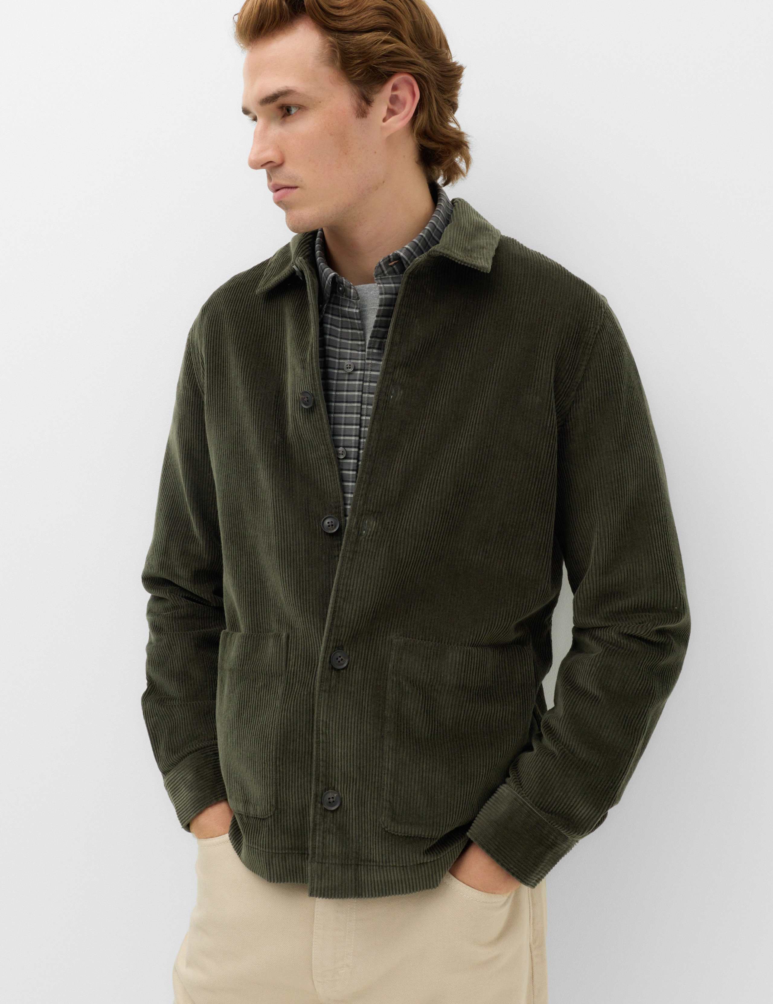 Pure Cotton Corduroy Garment Dye Overshirt