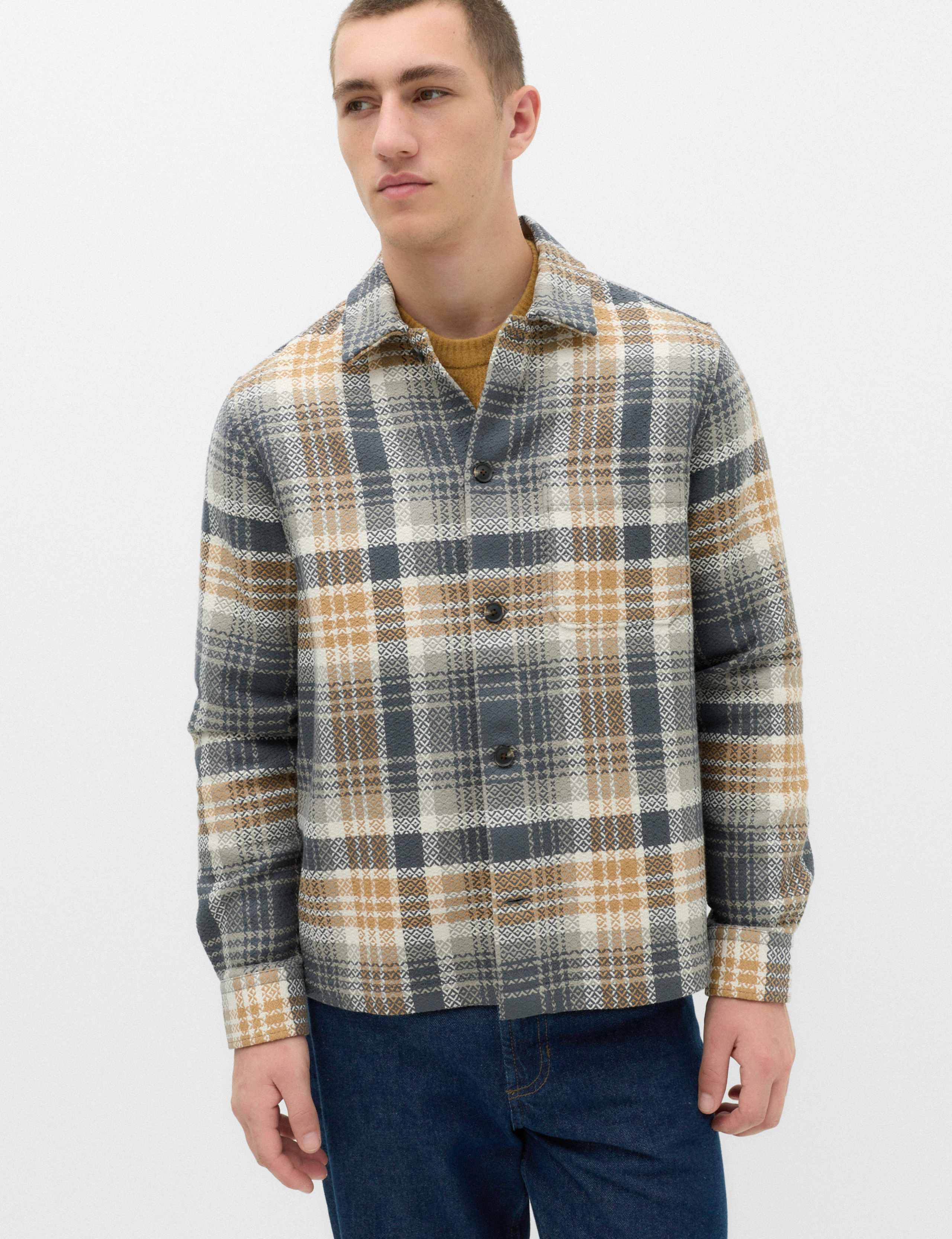Pure Cotton Checked Overshirt