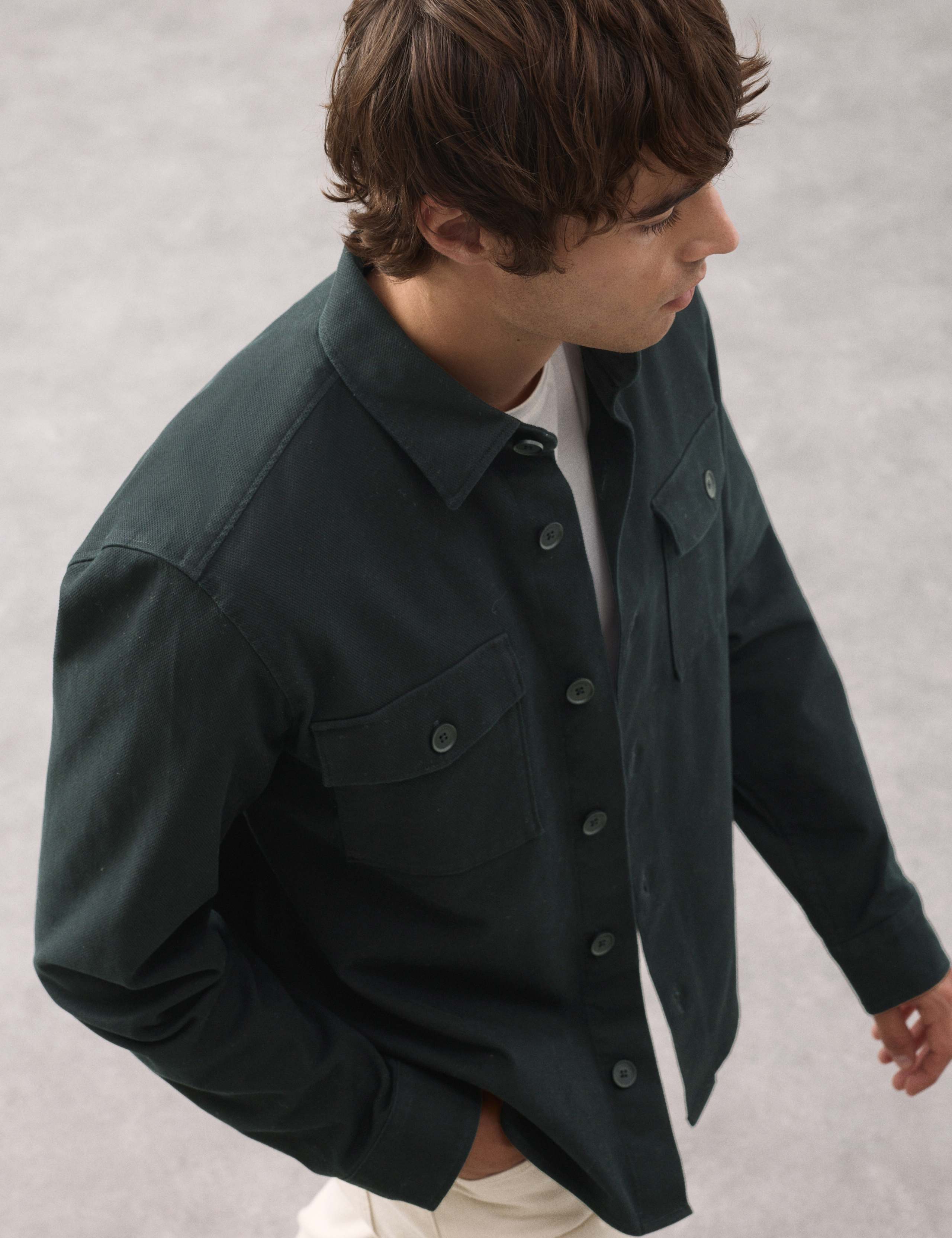 Regular Fit Cotton Rich Textured Shacket