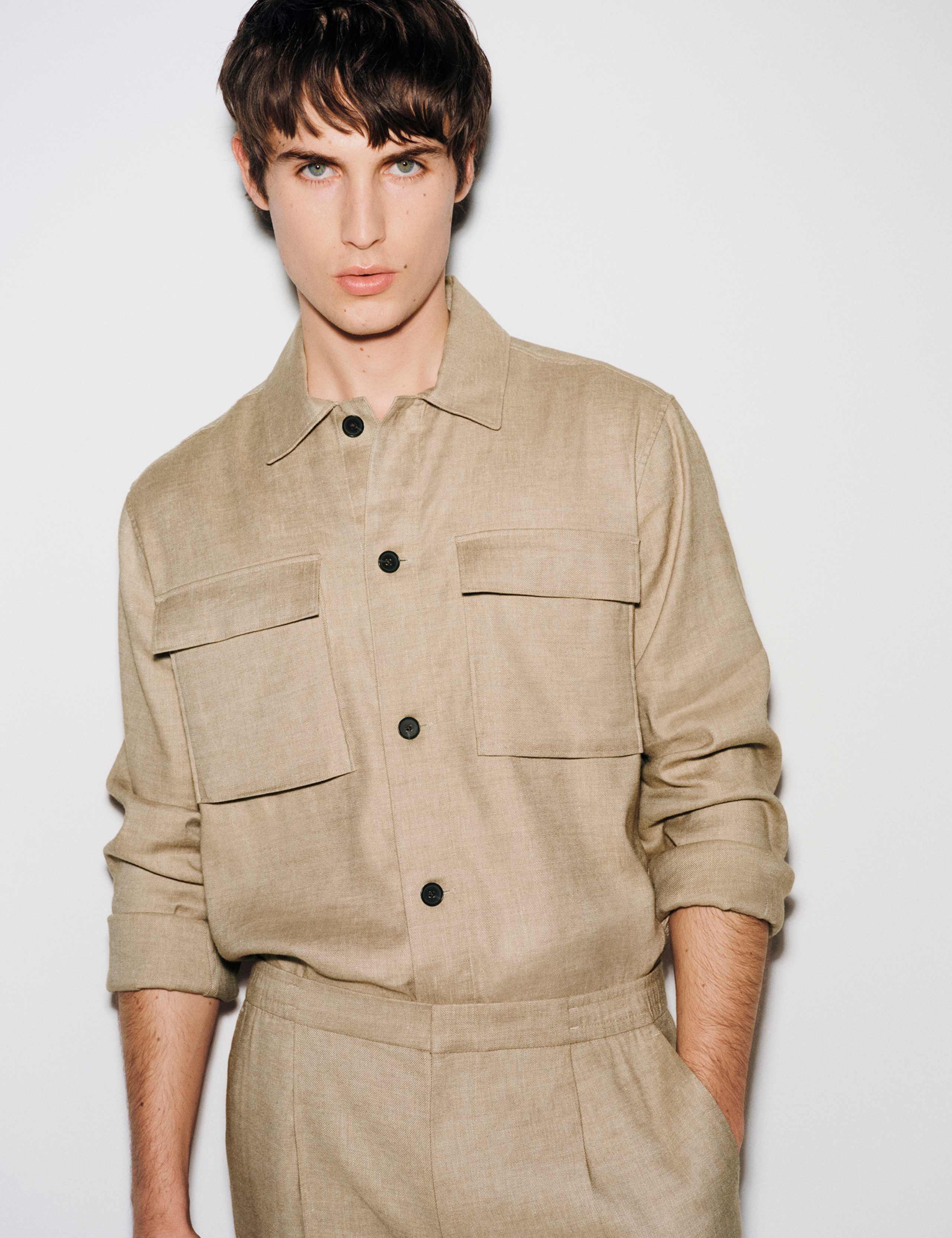 Linen Blend Twill Performance Overshirt