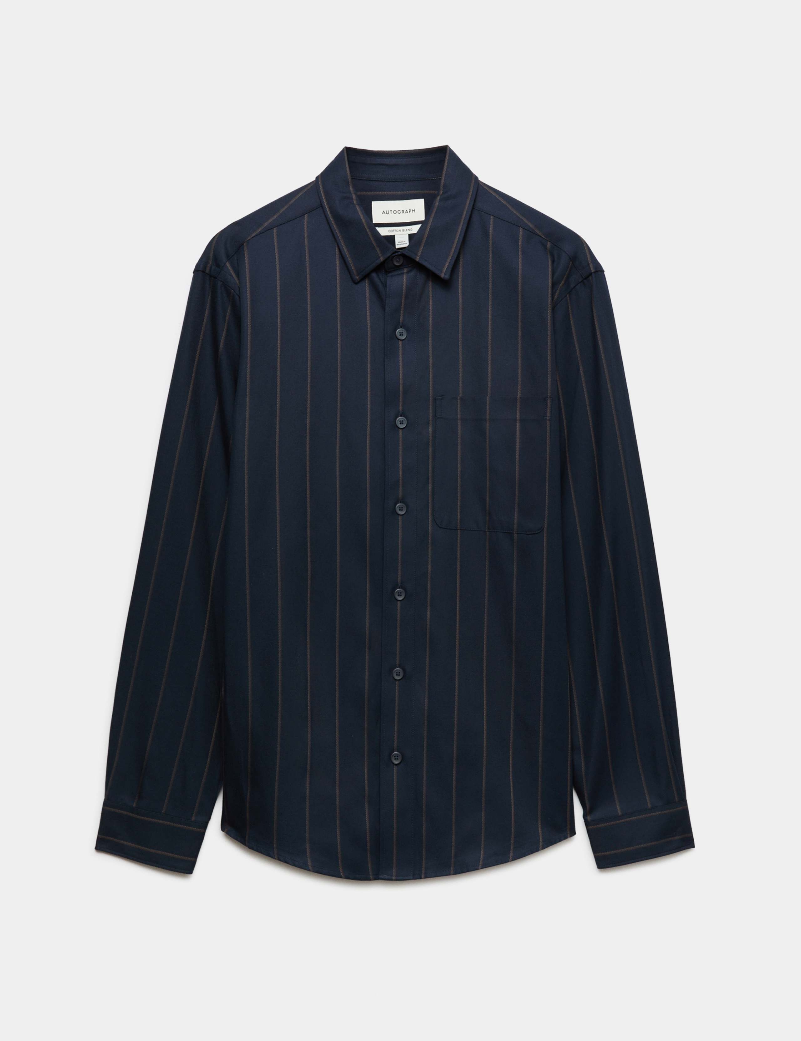 Twill Stripe Long Sleeve Overshirt