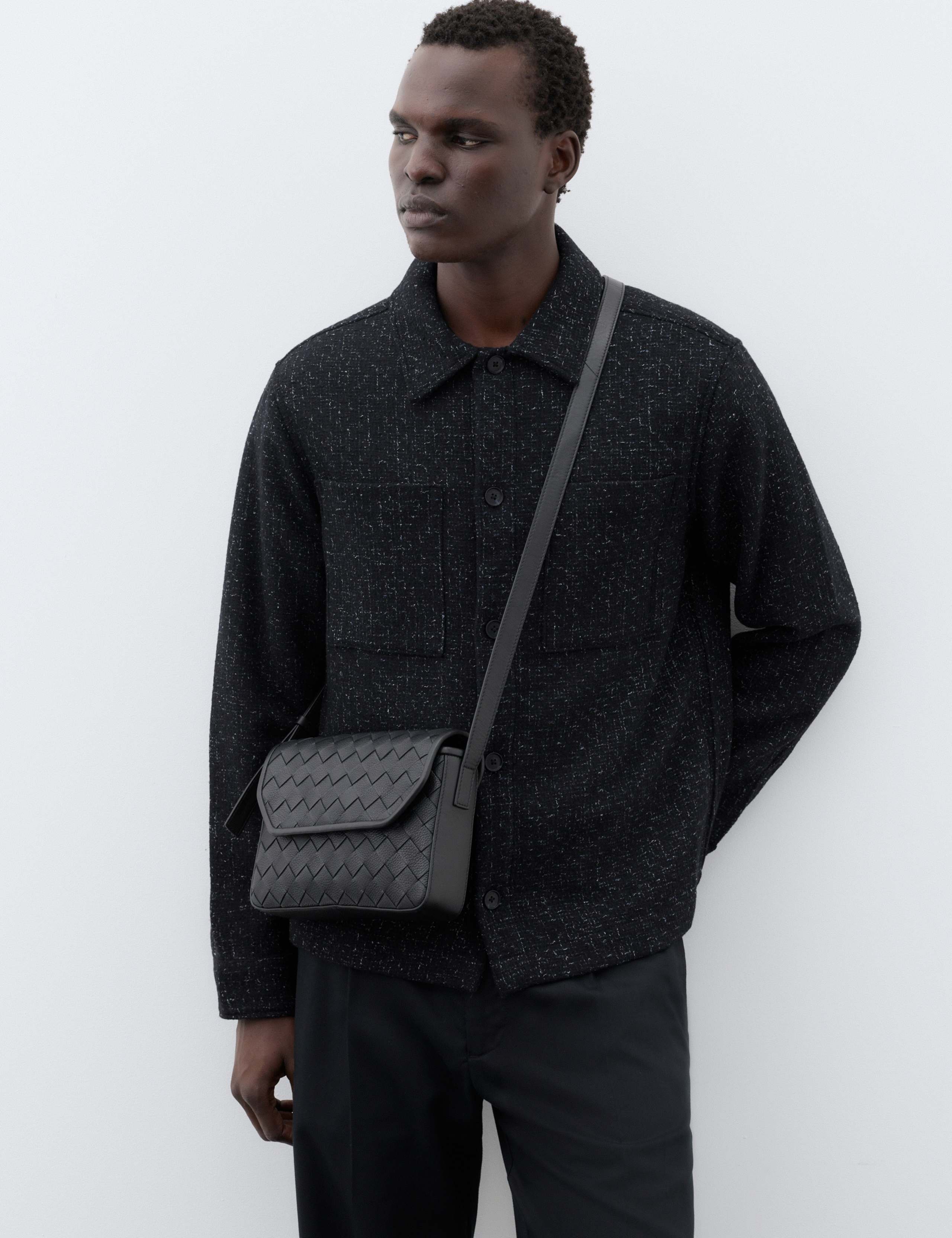 Wool Blend Textured Overshirt