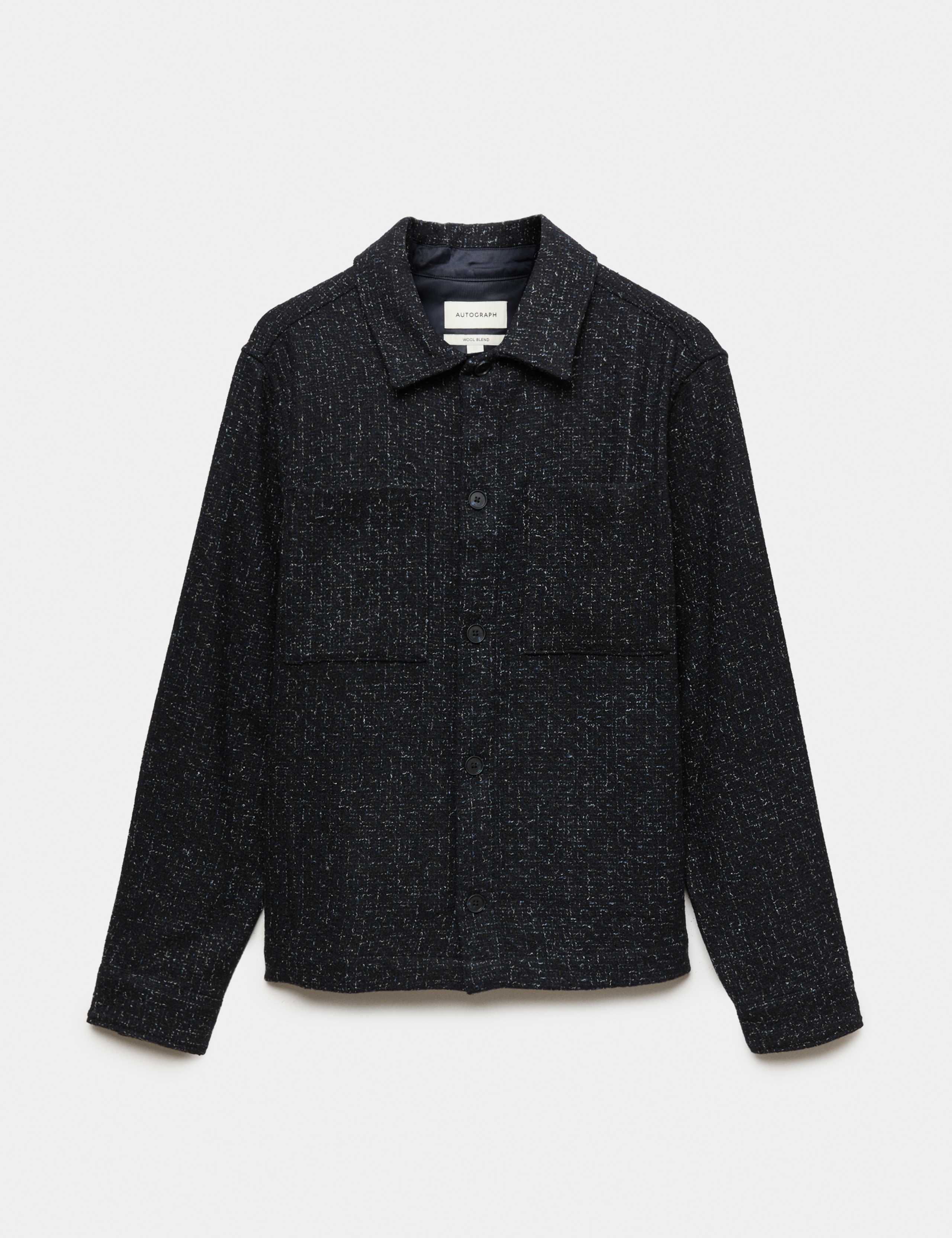 Wool Blend Textured Overshirt