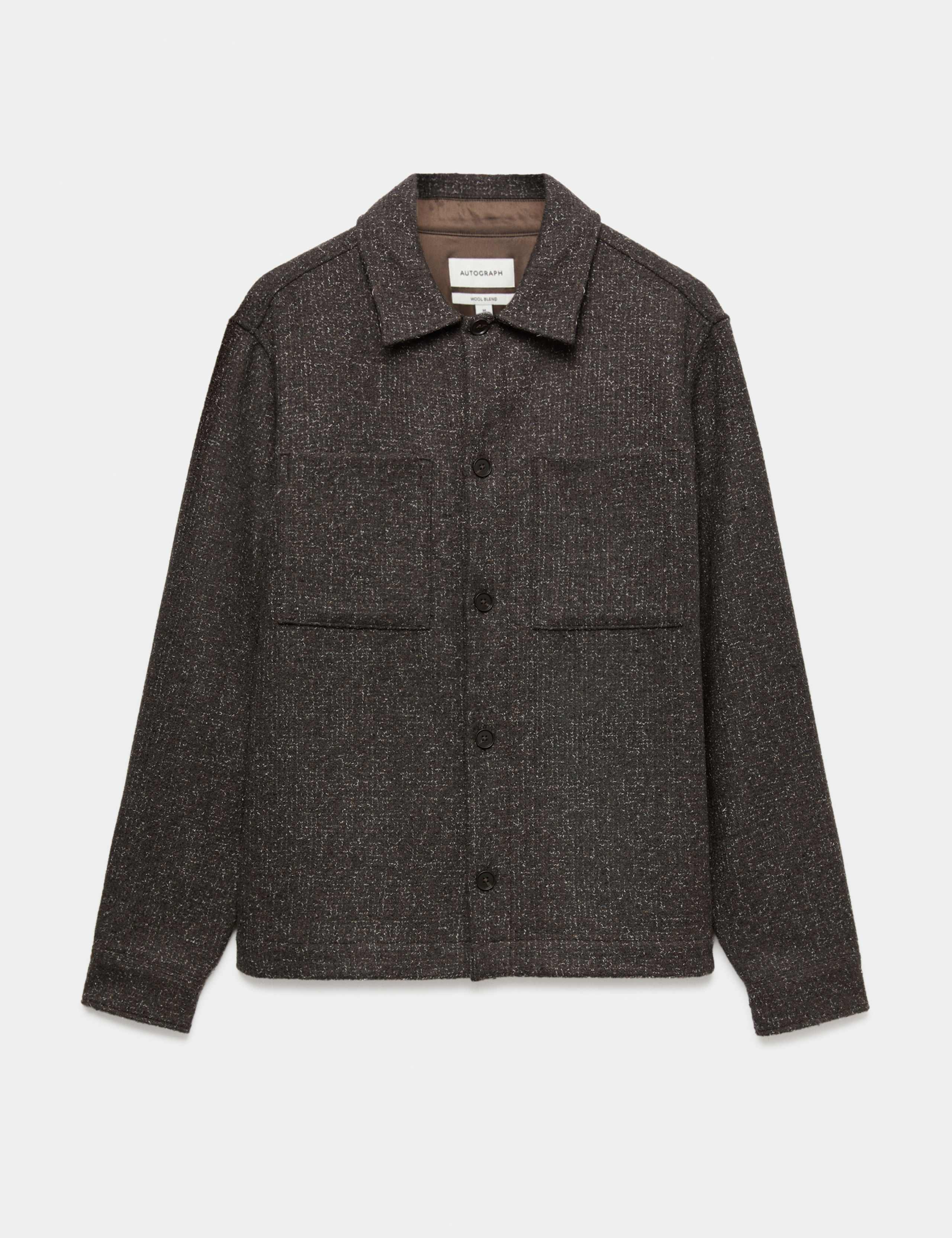 Wool Blend Textured Overshirt