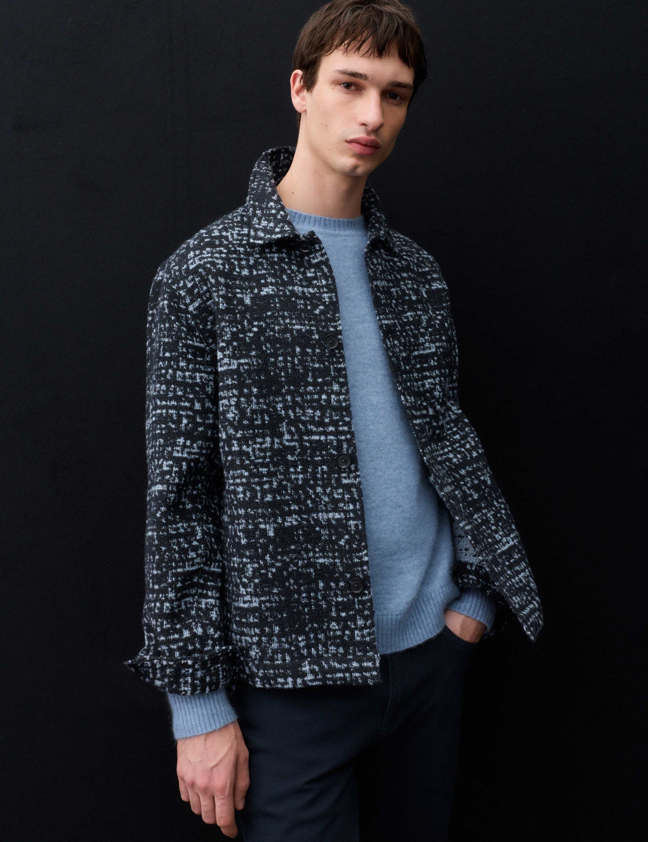 Regular Fit Wool Blend Textured Overshirt