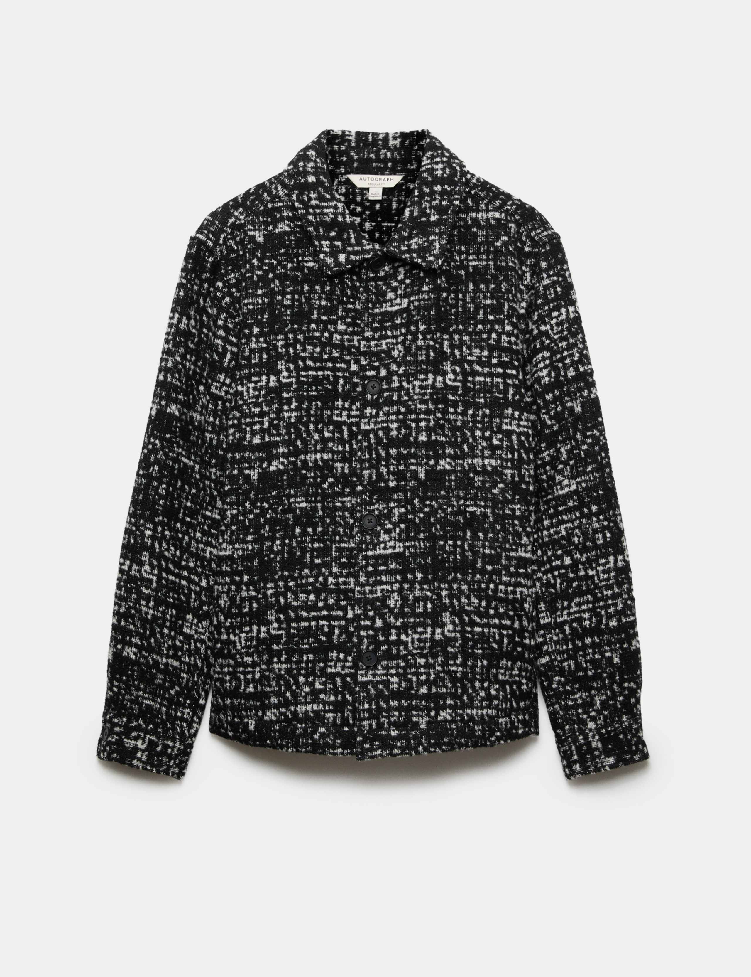 Regular Fit Wool Blend Textured Overshirt