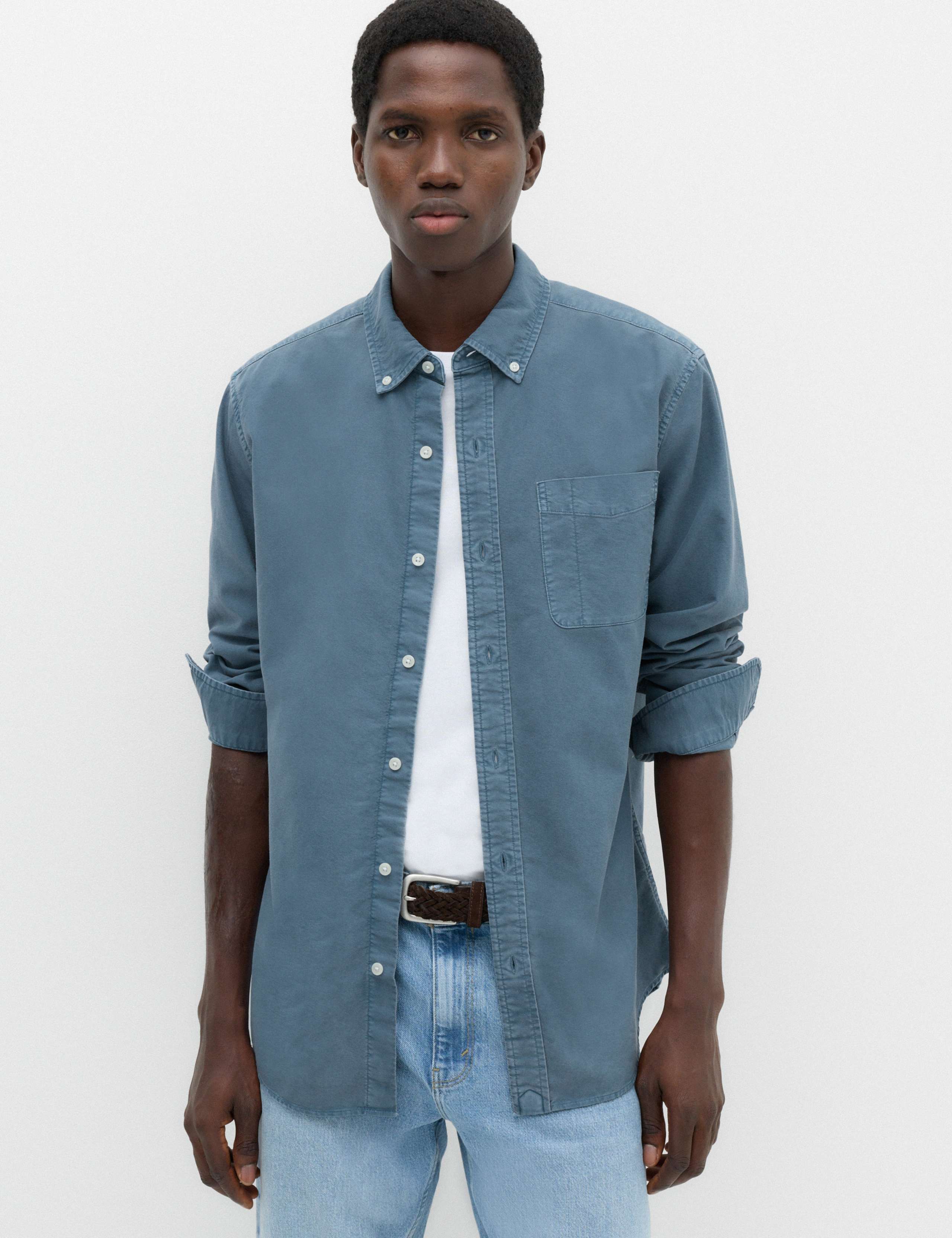 Pure Cotton Garment Dye Oxford Shirt