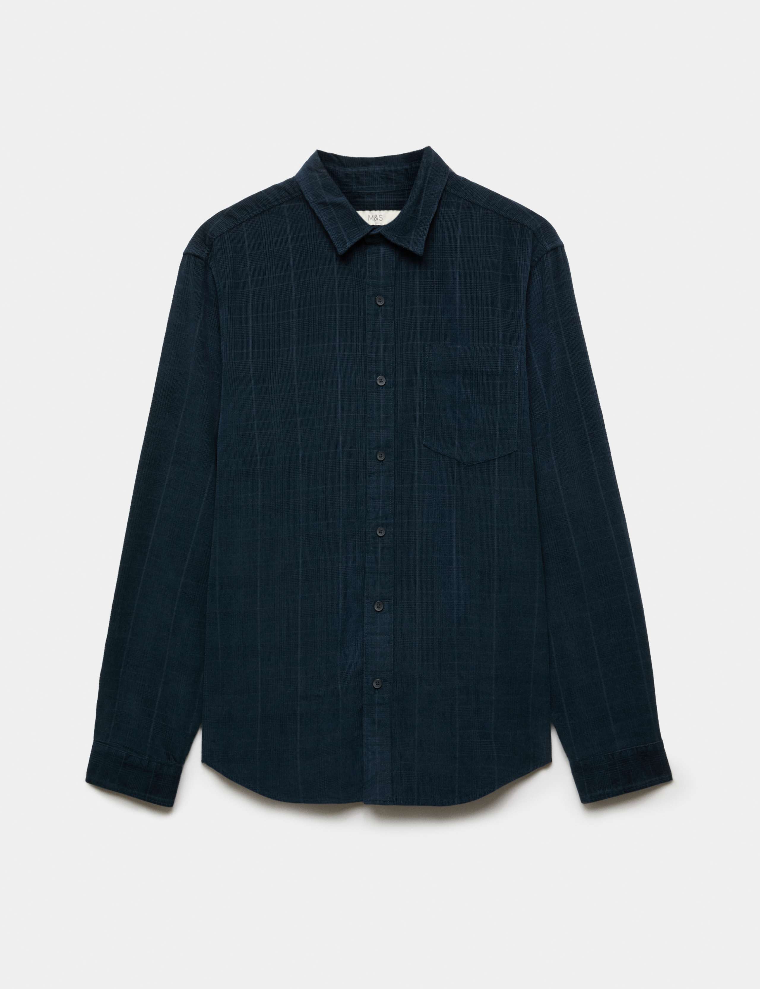 Regular Fit Checked Corduroy Shirt