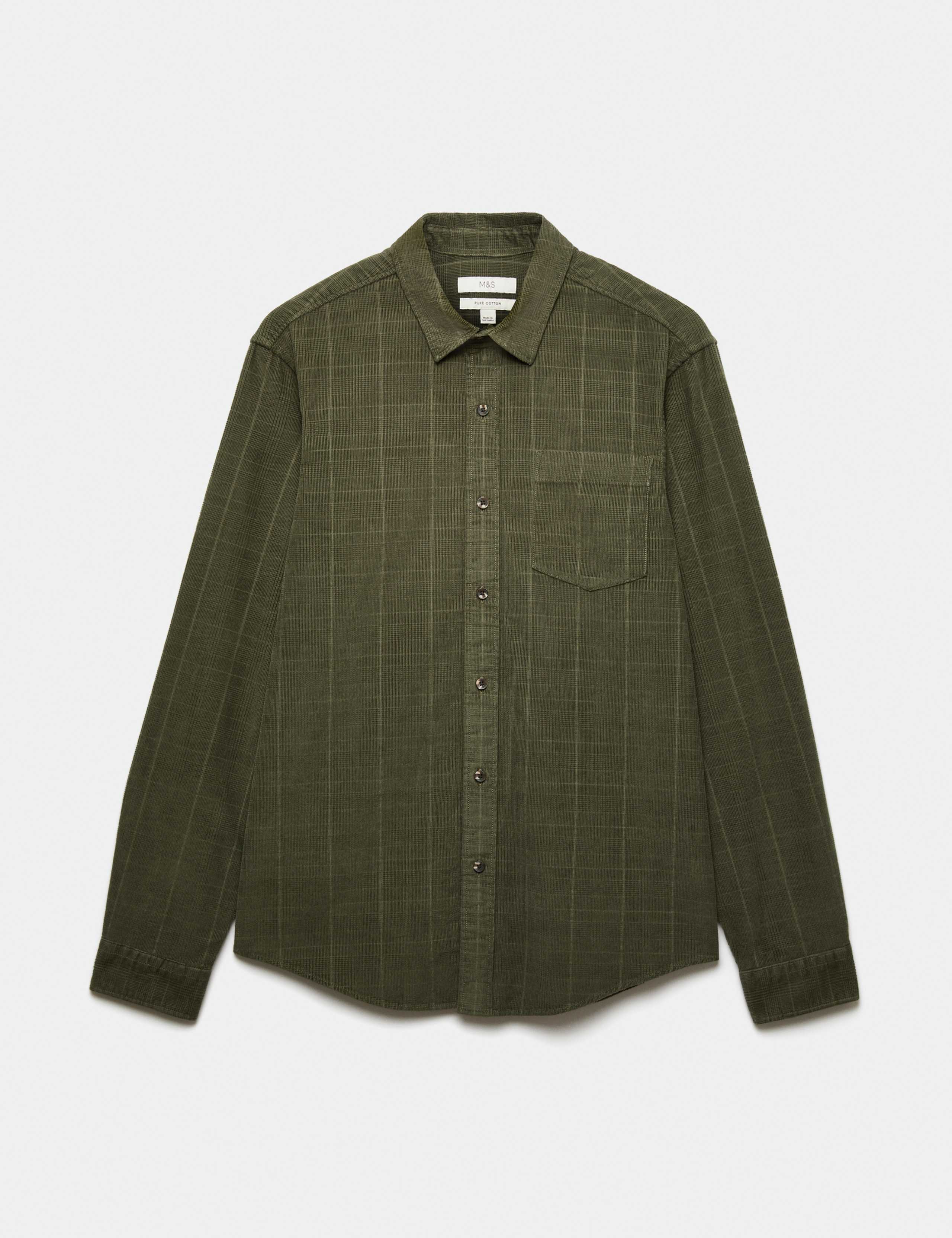 Regular Fit Checked Corduroy Shirt