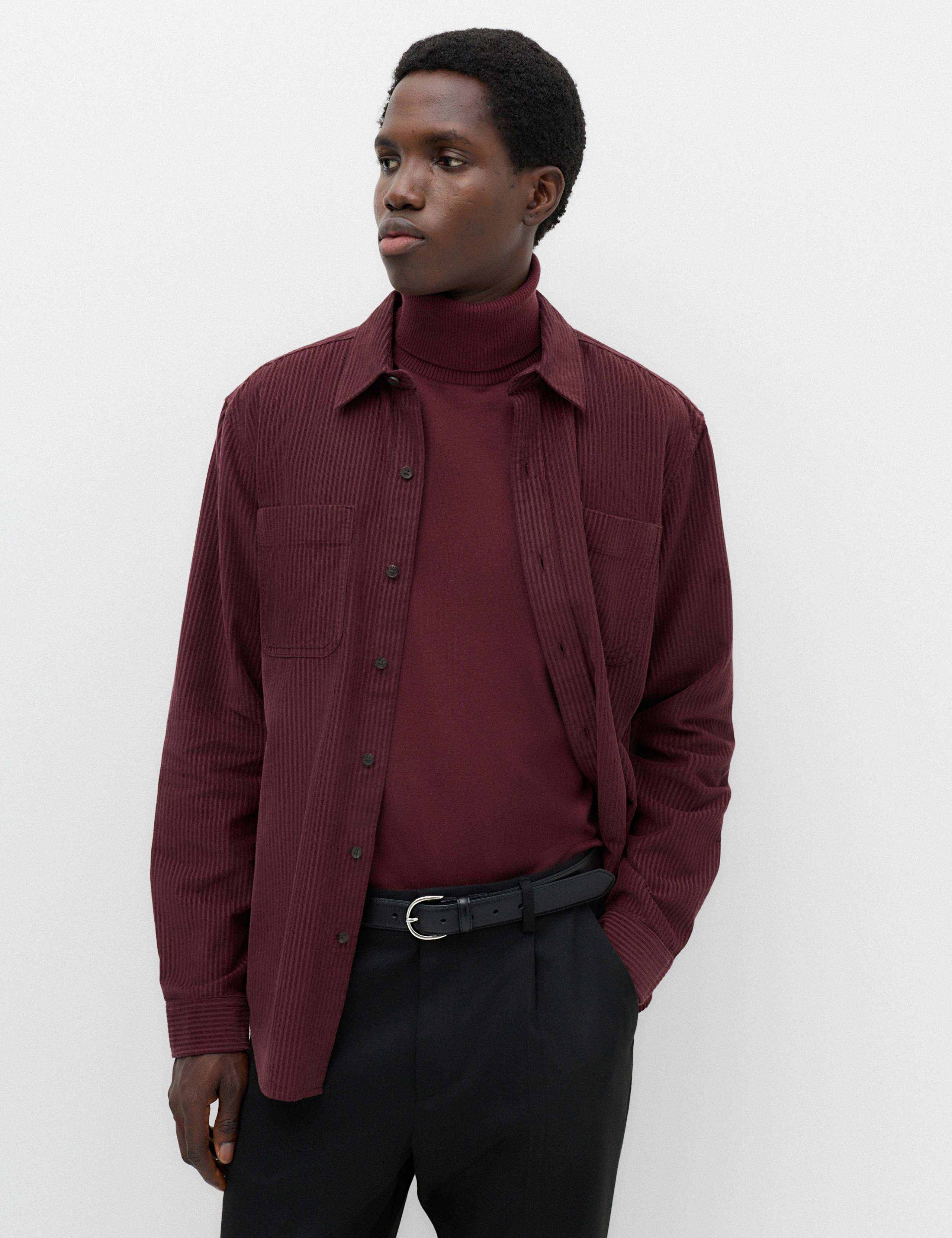 Regular Fit Striped Corduroy Shirt