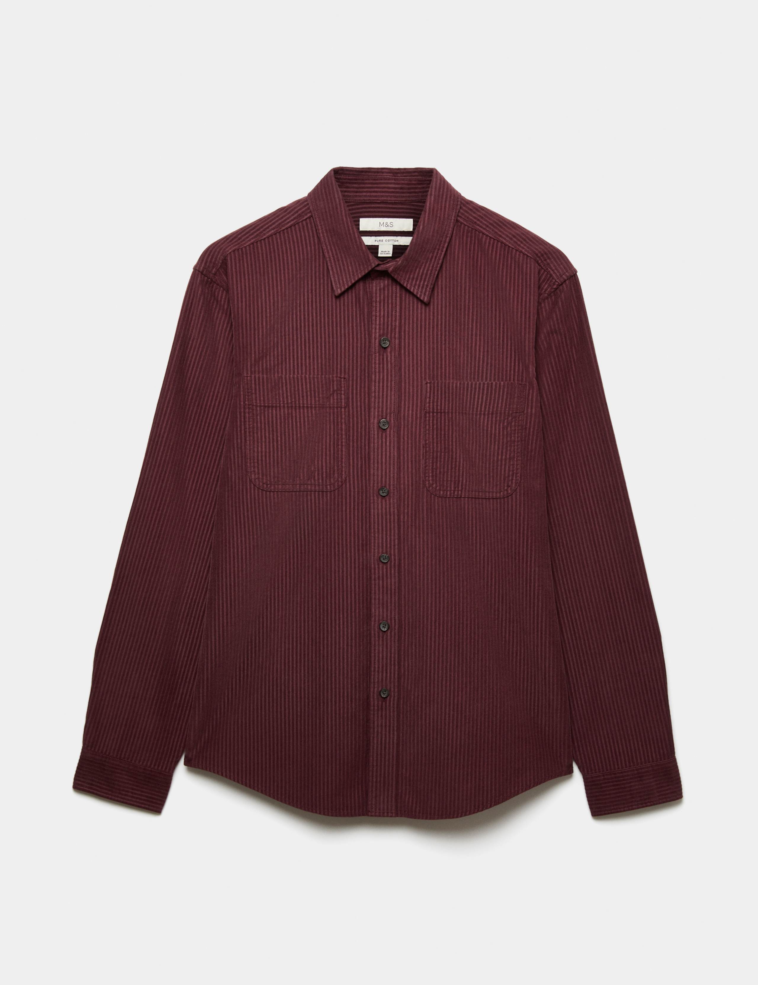 Regular Fit Striped Corduroy Shirt