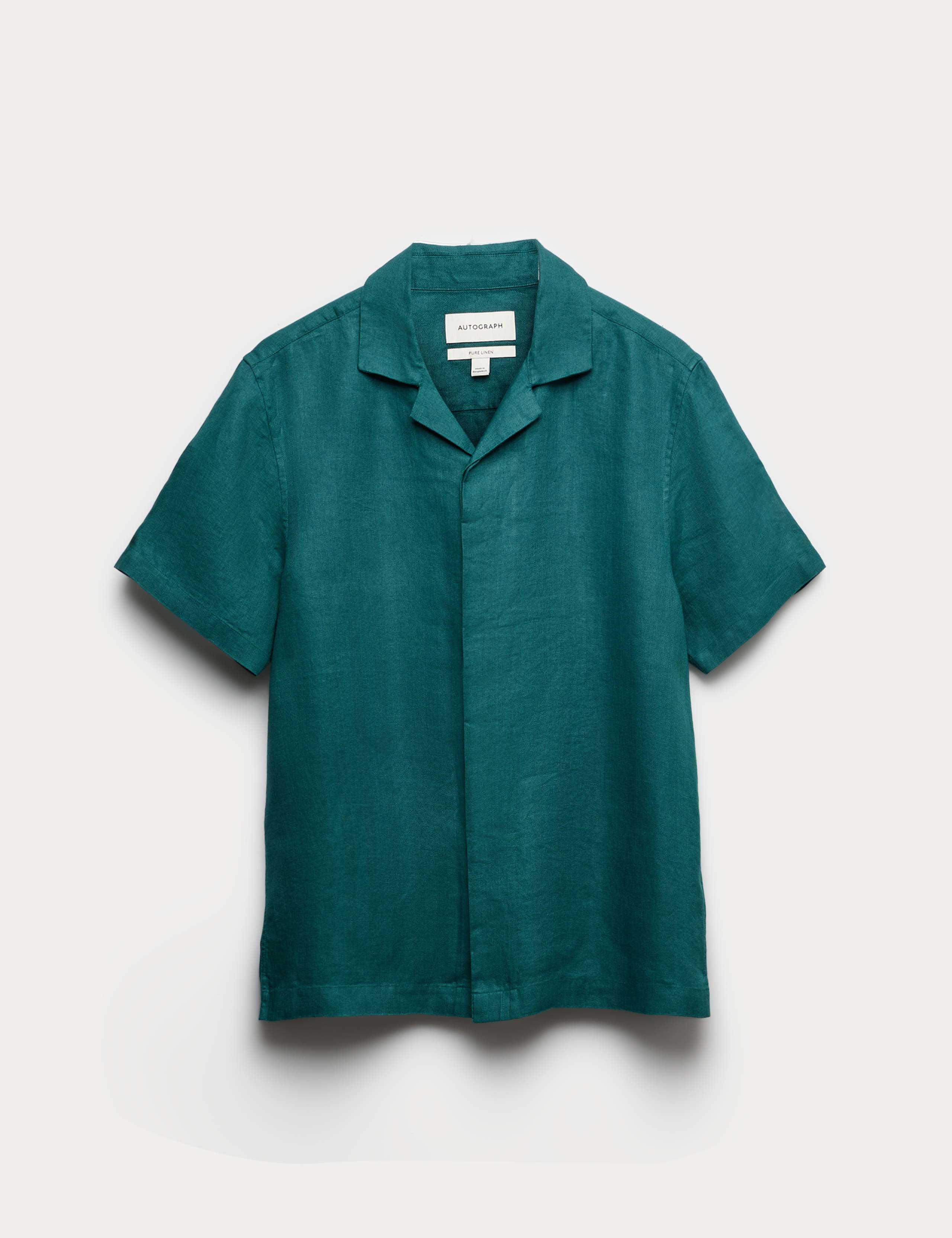 Pure Linen Herringbone Cuban Collar Shirt