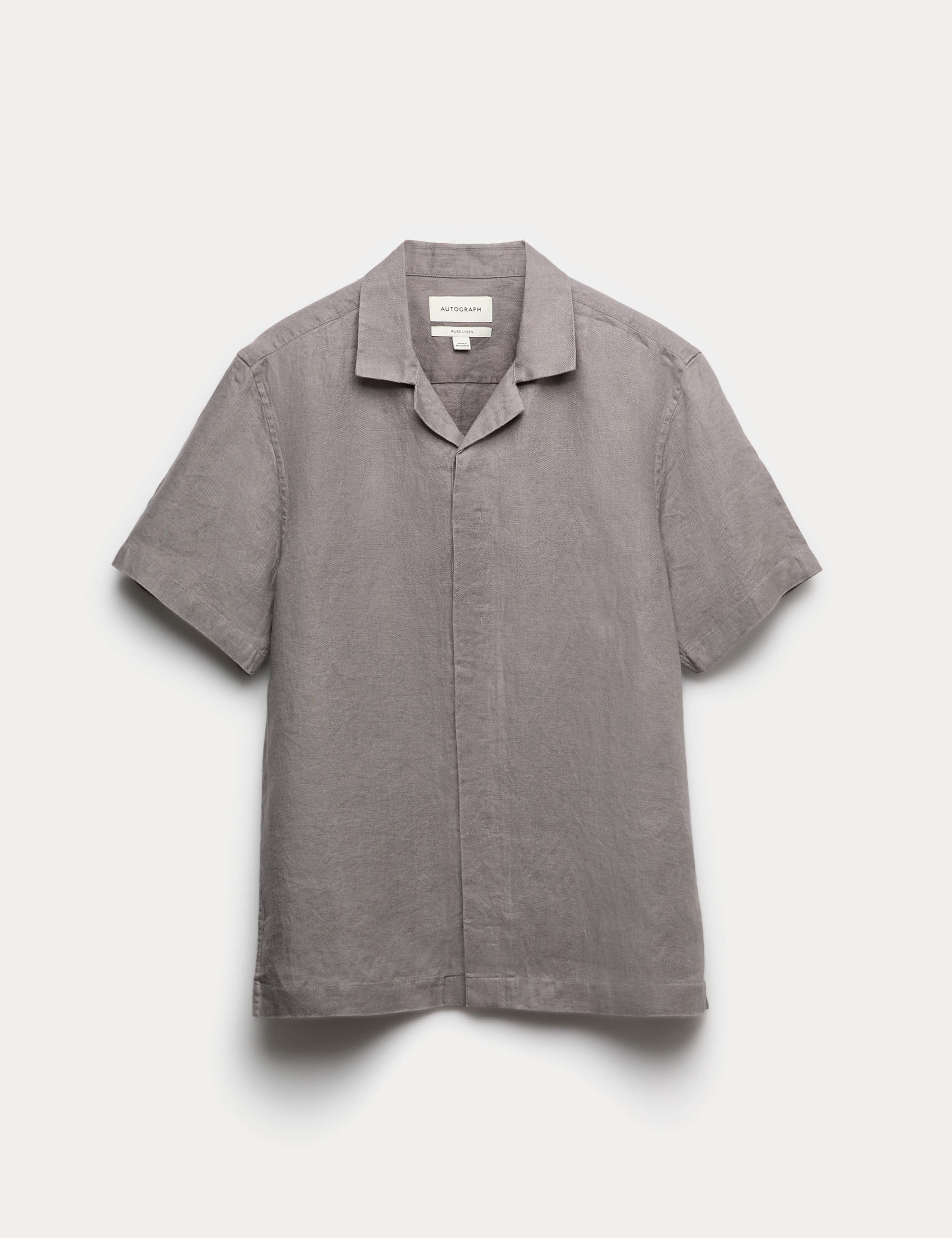 Pure Linen Herringbone Cuban Collar Shirt