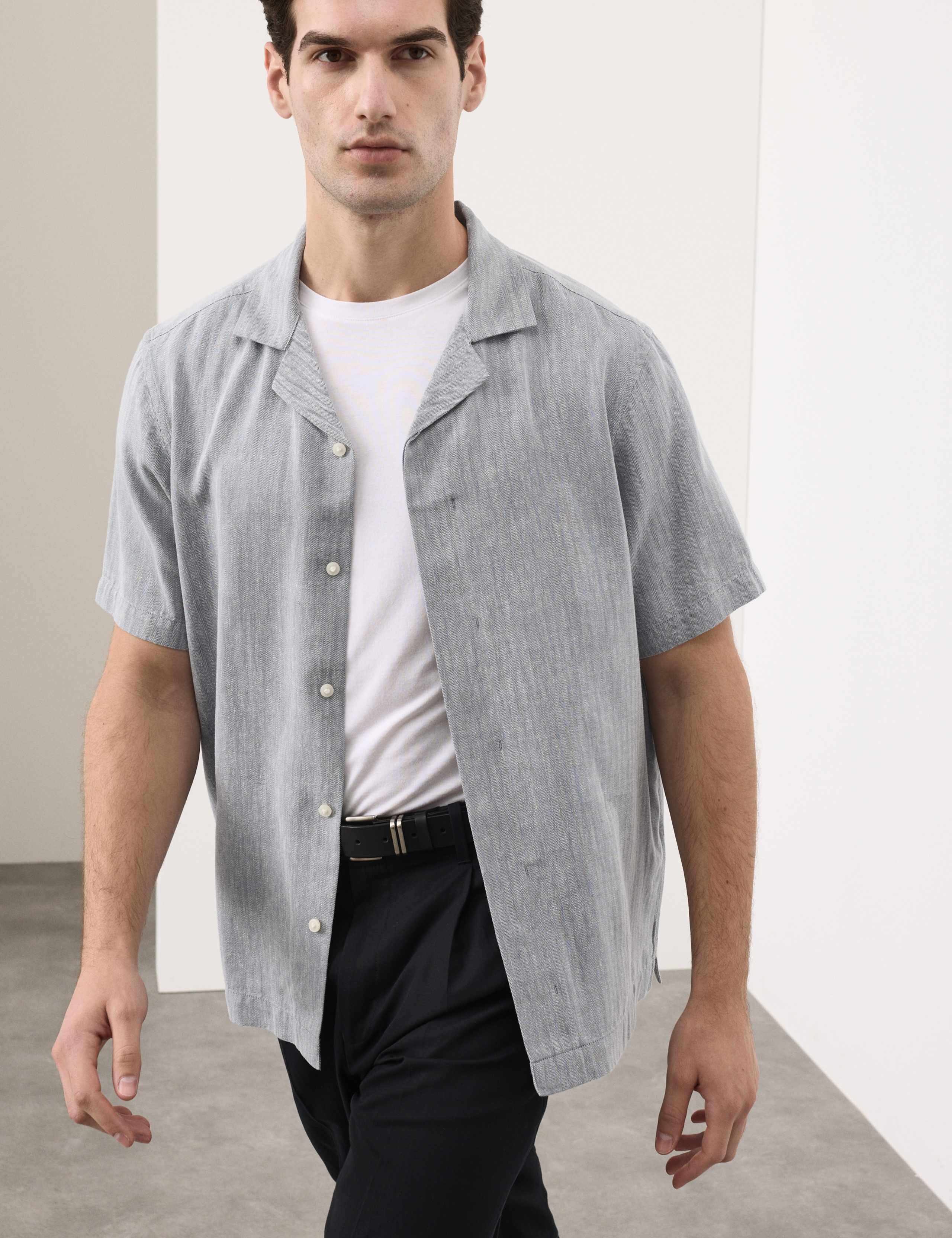 Linen Blend Short Sleeve Shirt