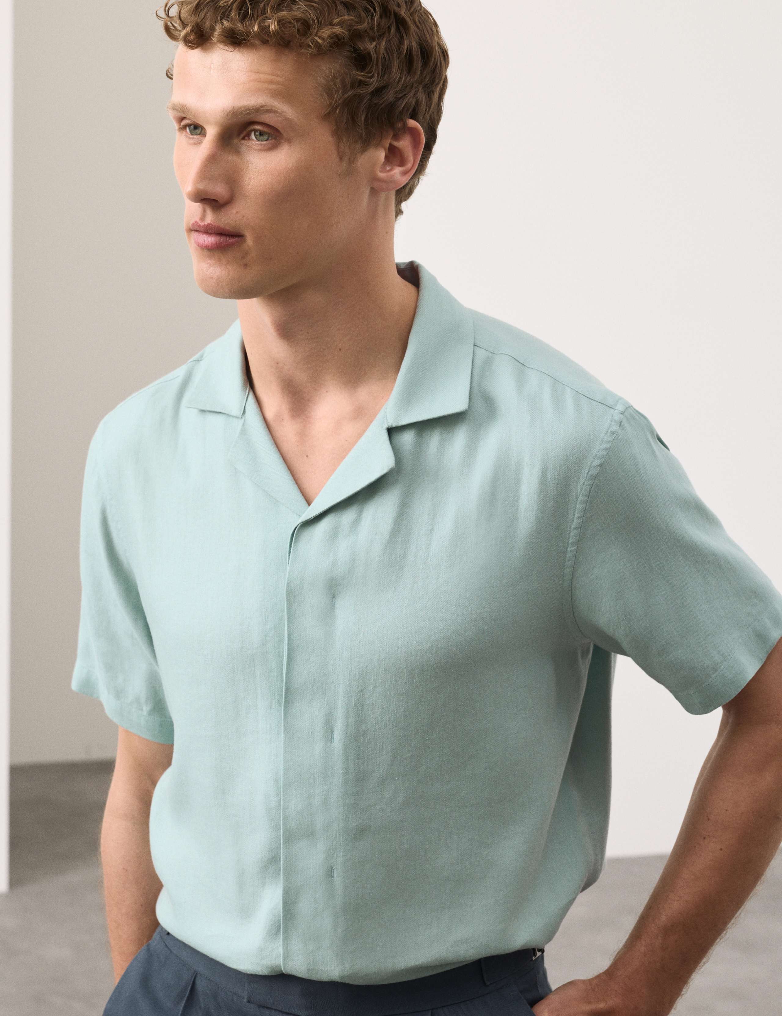 Linen Blend Short Sleeve Shirt