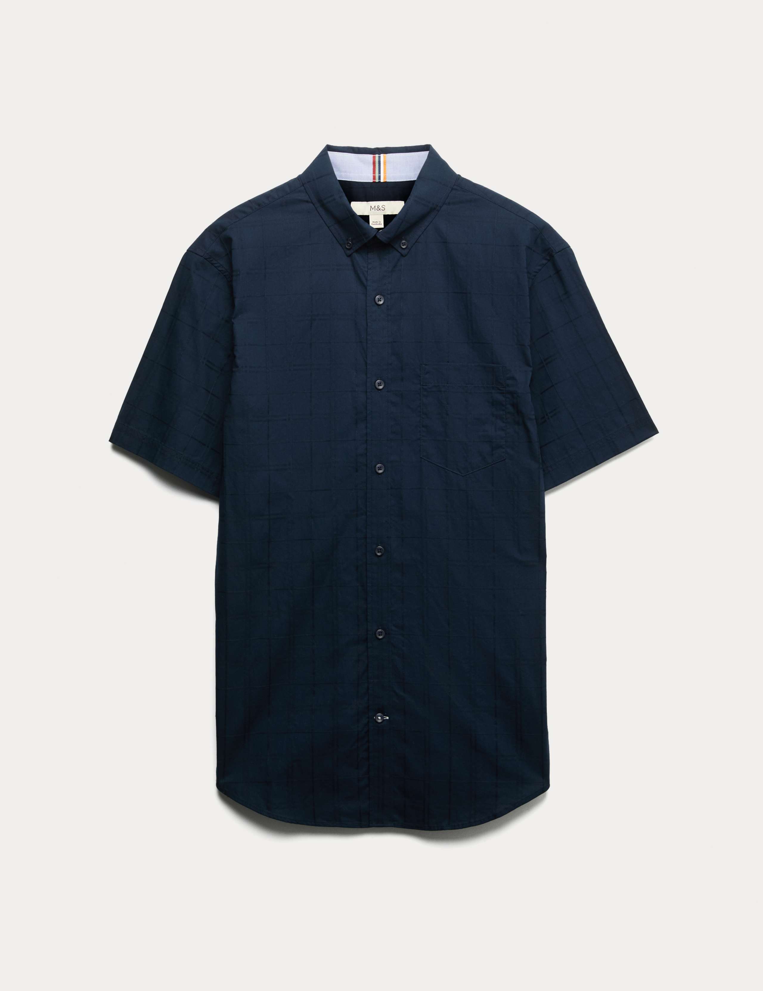 Regular Fit Easy Iron Pure Cotton Short Sleeve Check Shirt