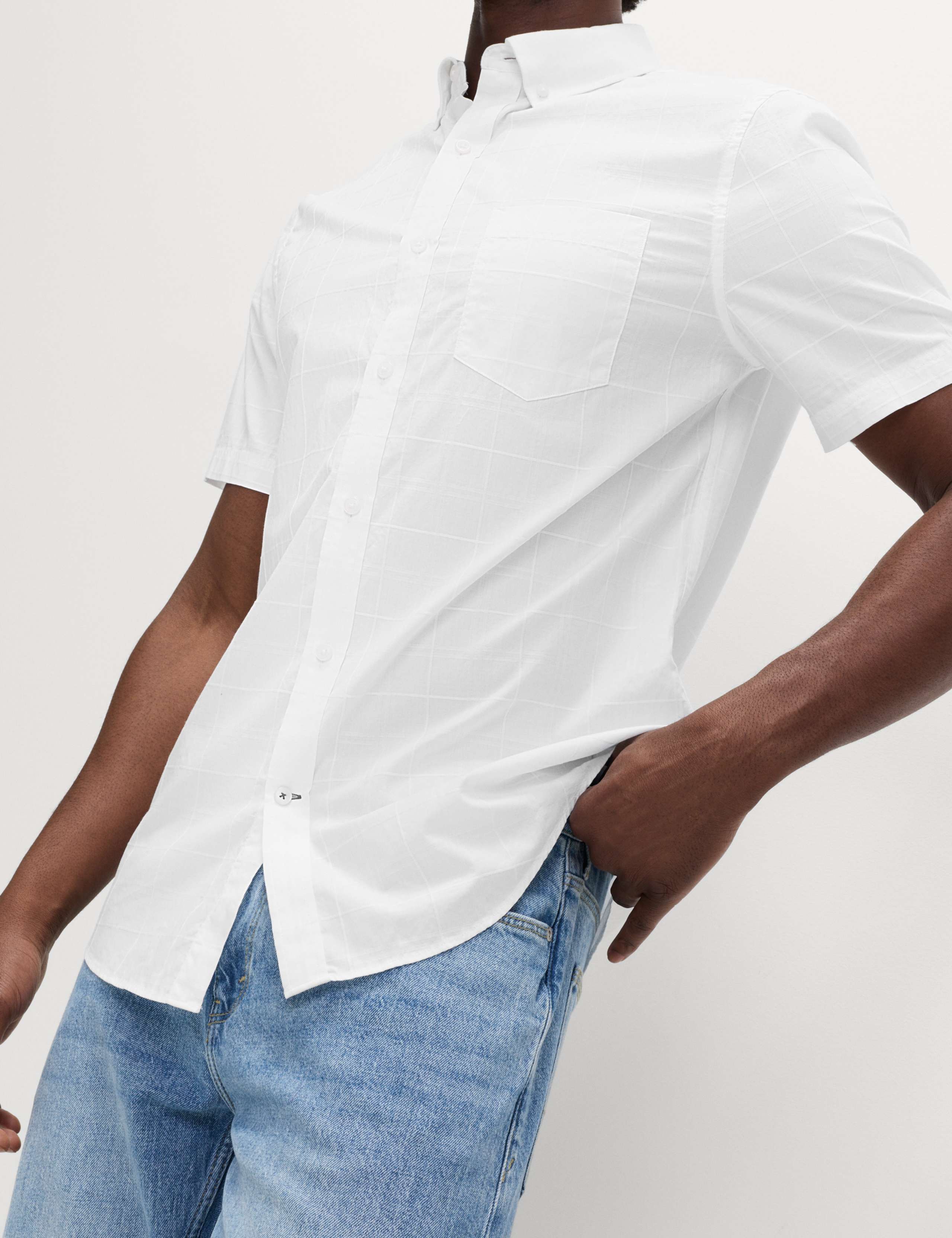 Regular Fit Easy Iron Pure Cotton Short Sleeve Check Shirt