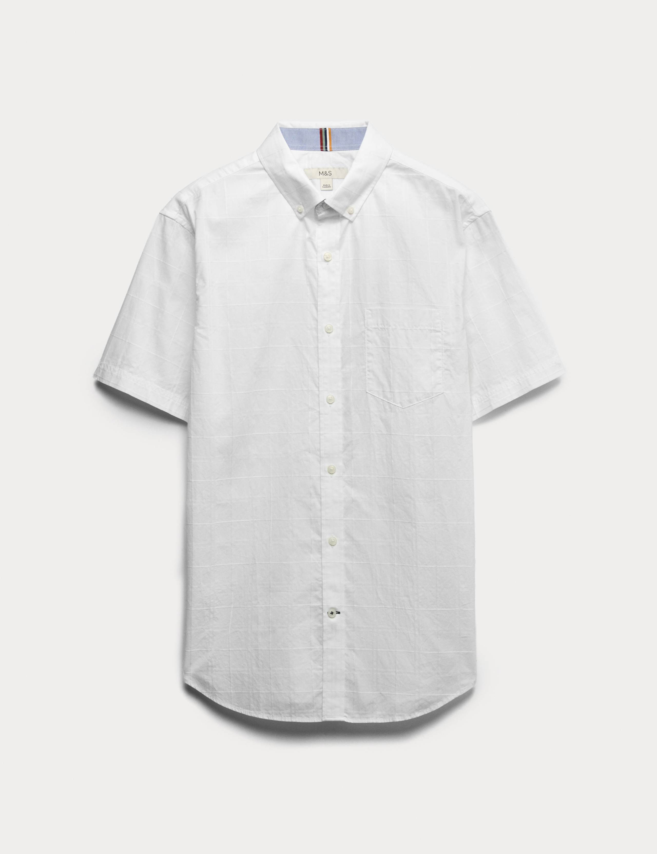 Regular Fit Easy Iron Pure Cotton Short Sleeve Check Shirt