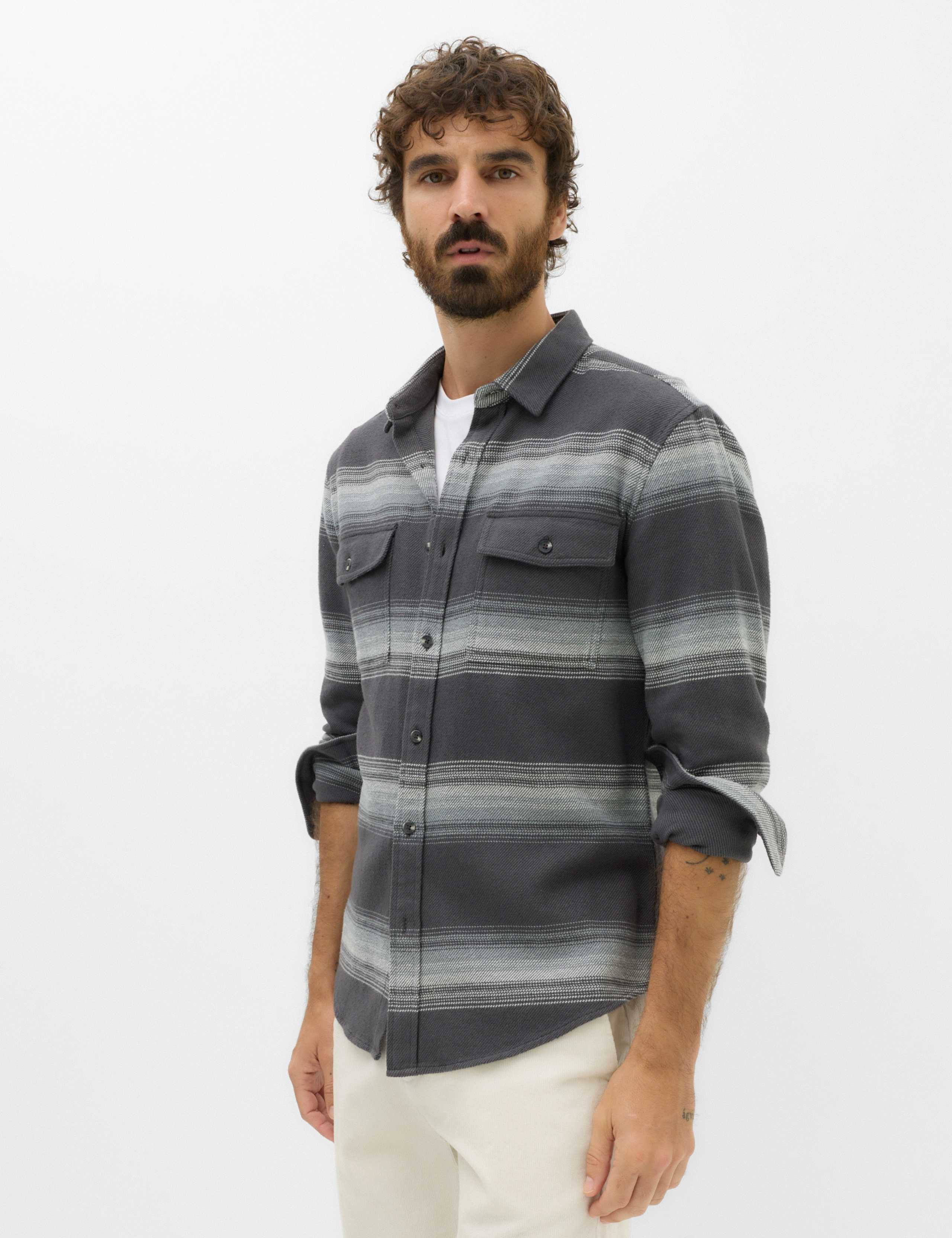 Regular Fit Pure Cotton Striped Flannel Shirt