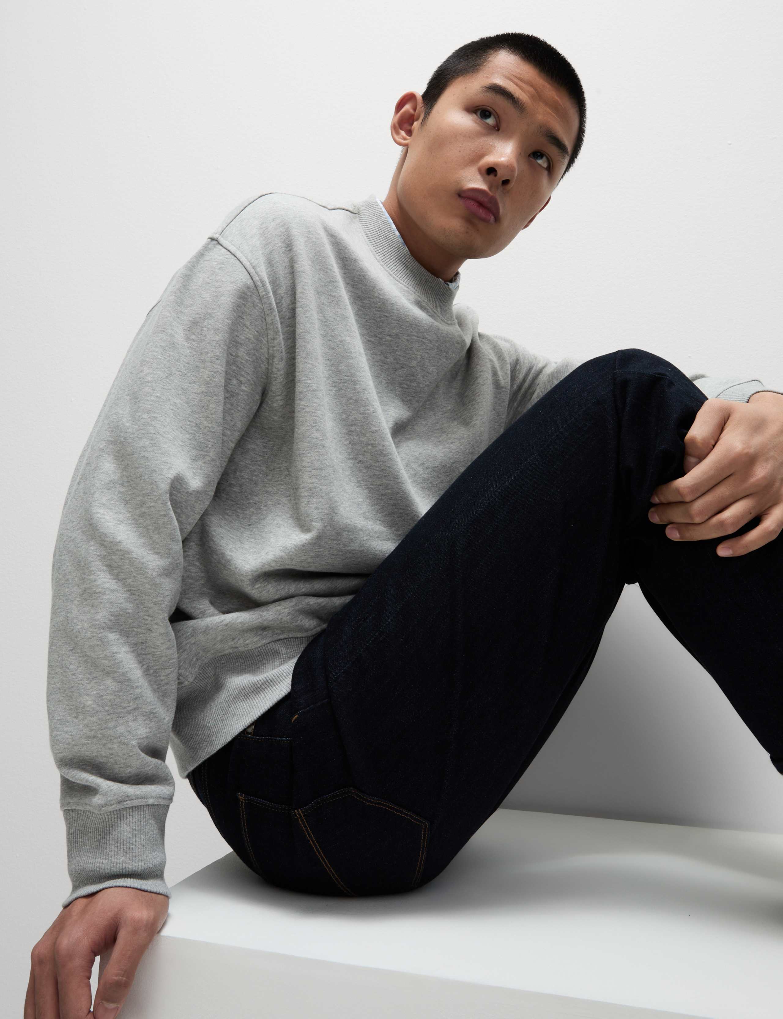 Oversized Cotton Rich Crew Neck Sweatshirt
