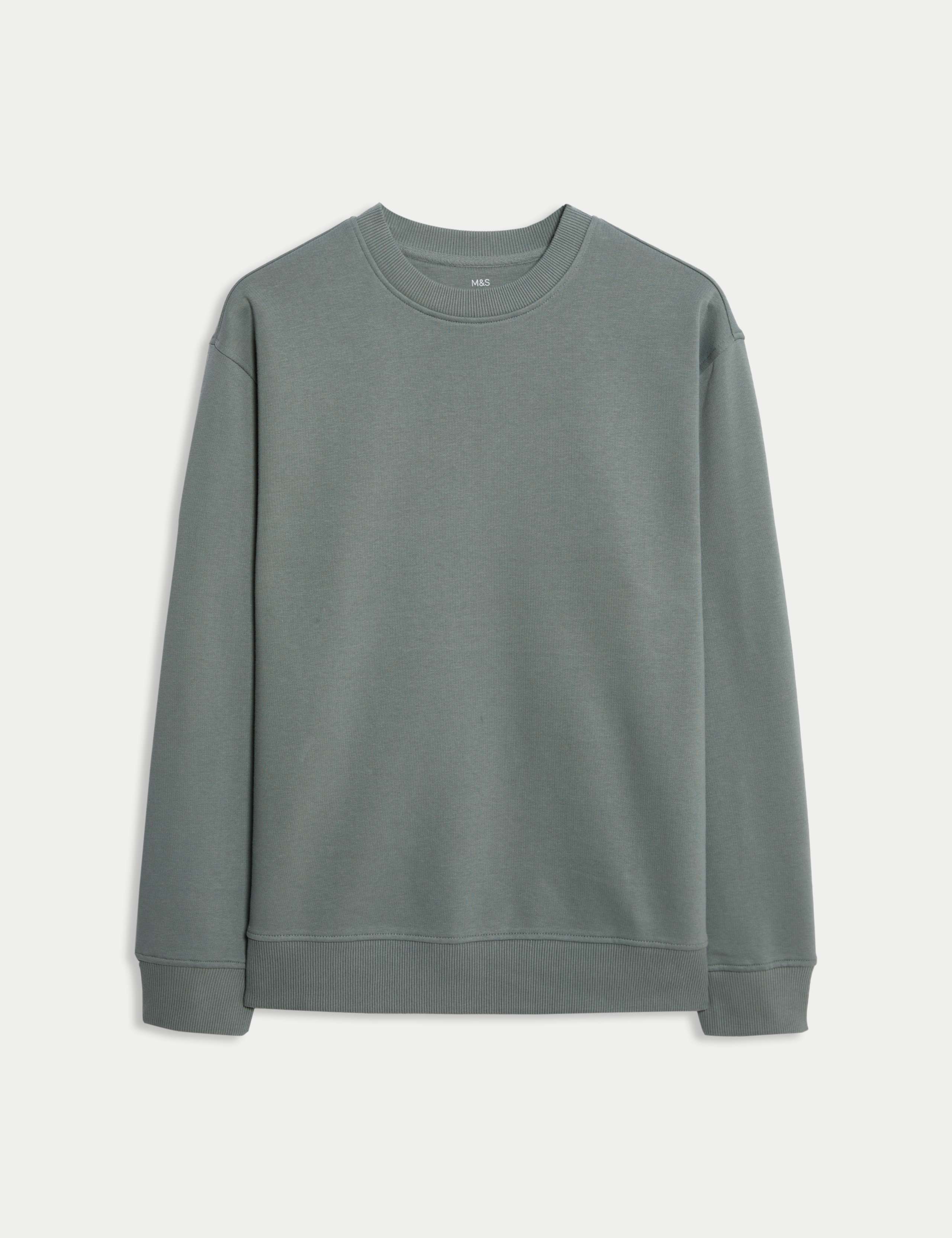 Cotton Rich Relaxed Fit Crew Neck Sweatshirt