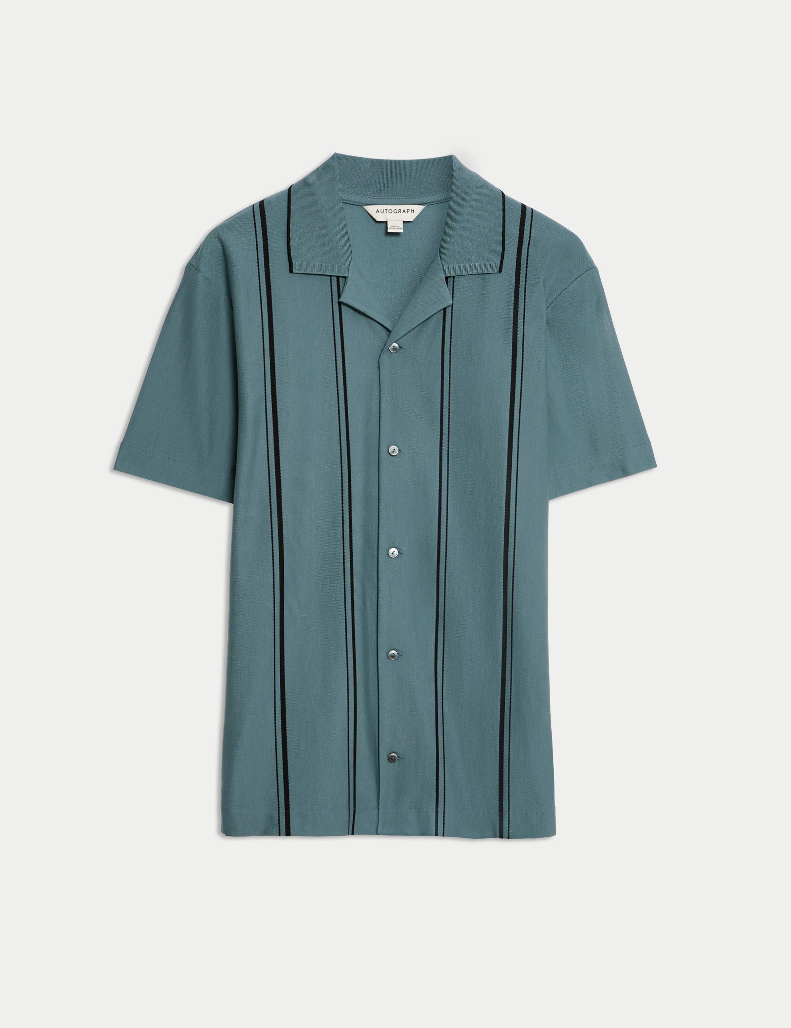 Cotton Rich Striped Revere Polo Shirt