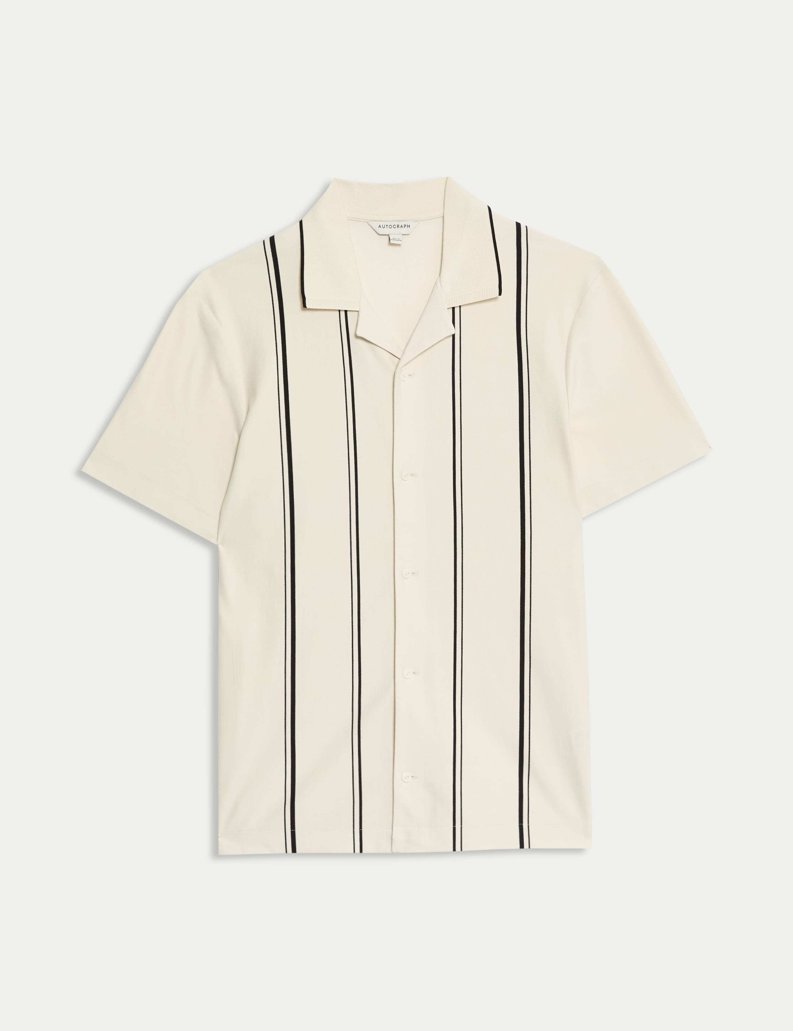 Cotton Rich Striped Revere Polo Shirt