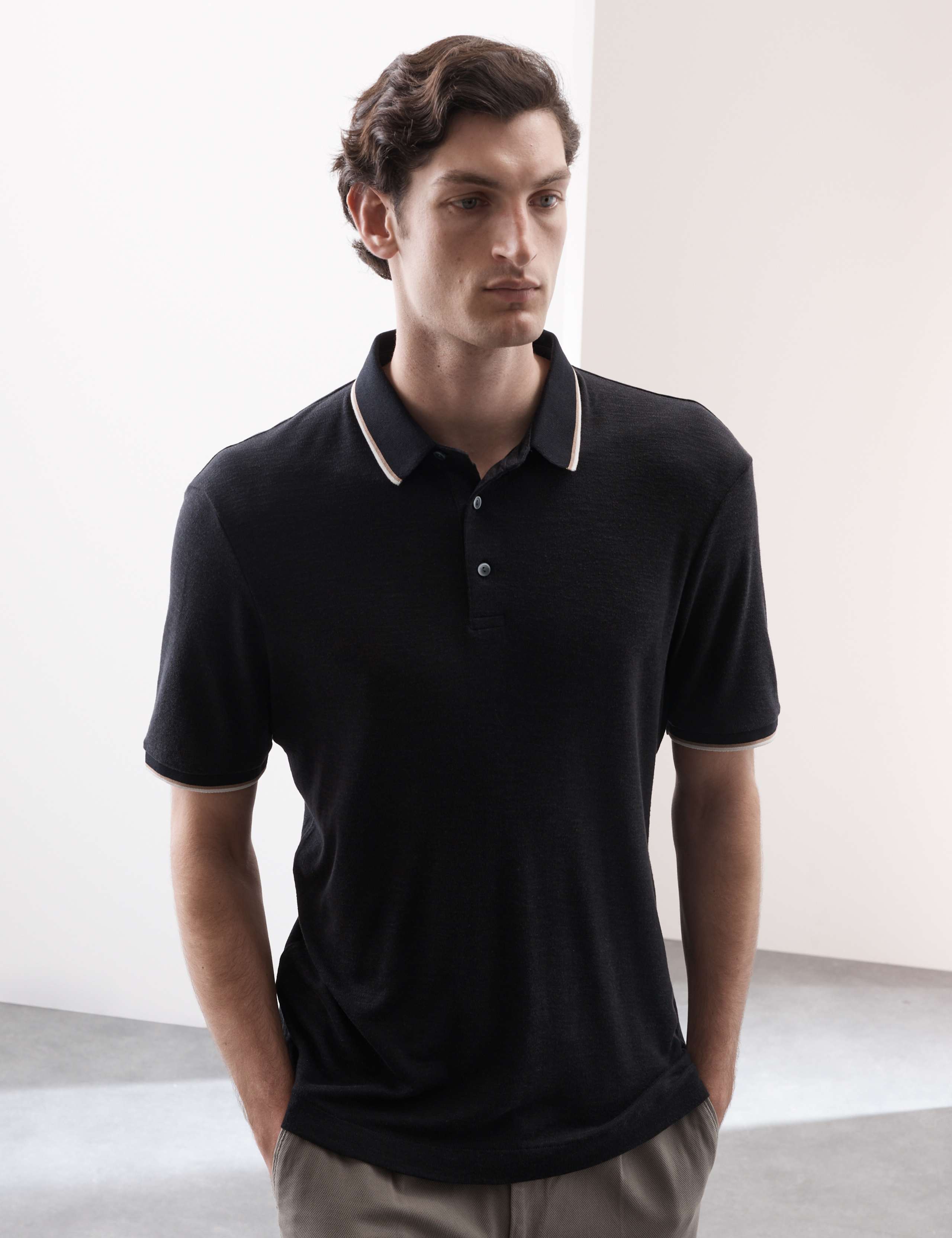 Linen Blend Polo Shirt