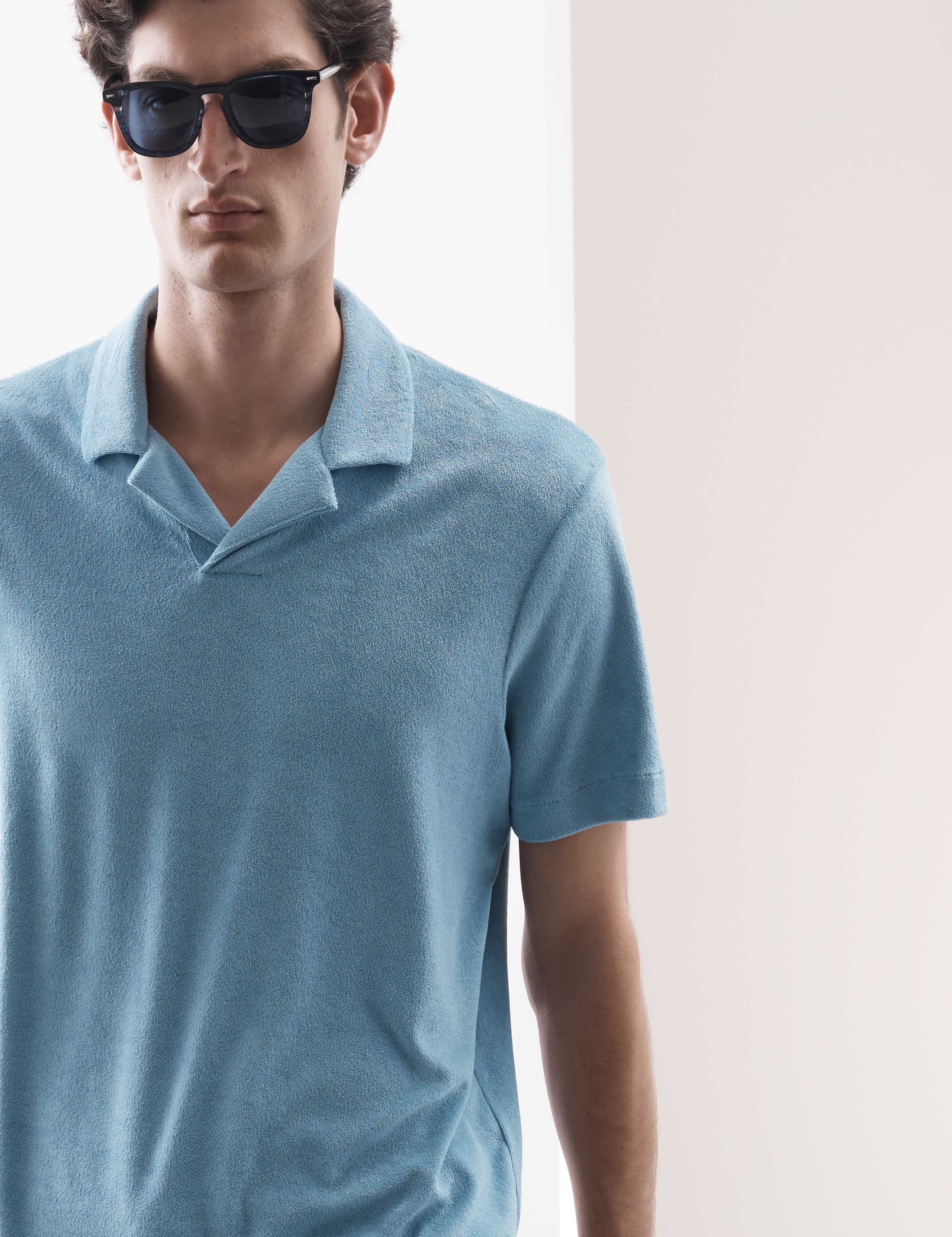 Cotton Rich Towelling Revere Polo Shirt