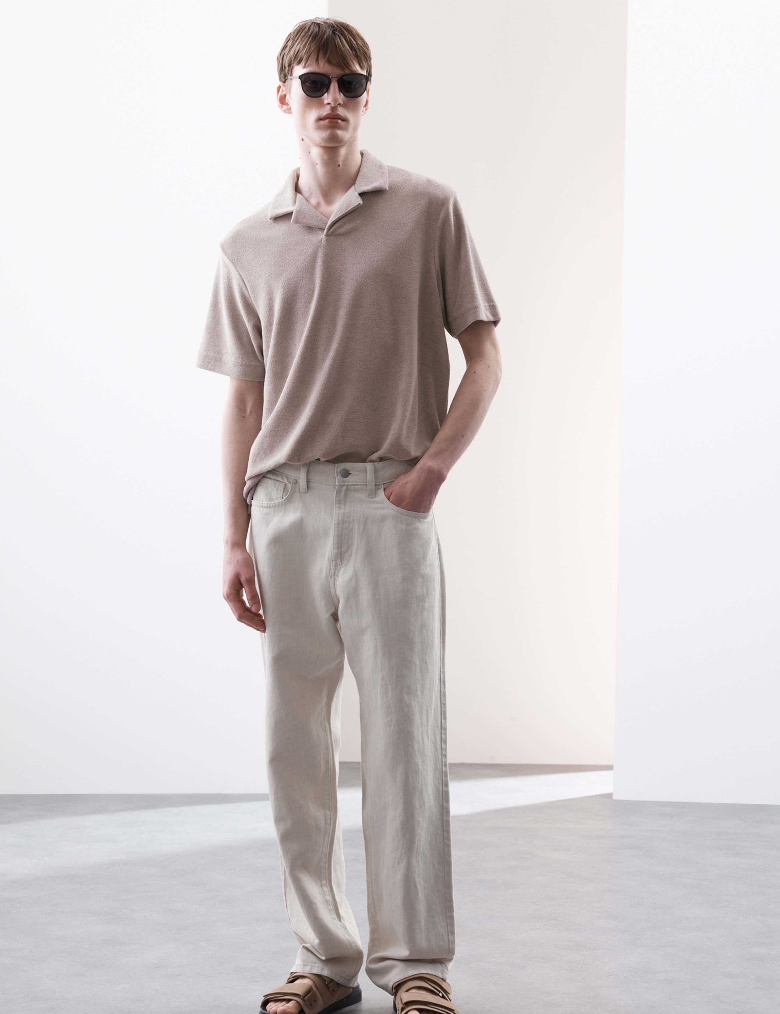 Cotton Rich Towelling Revere Polo Shirt