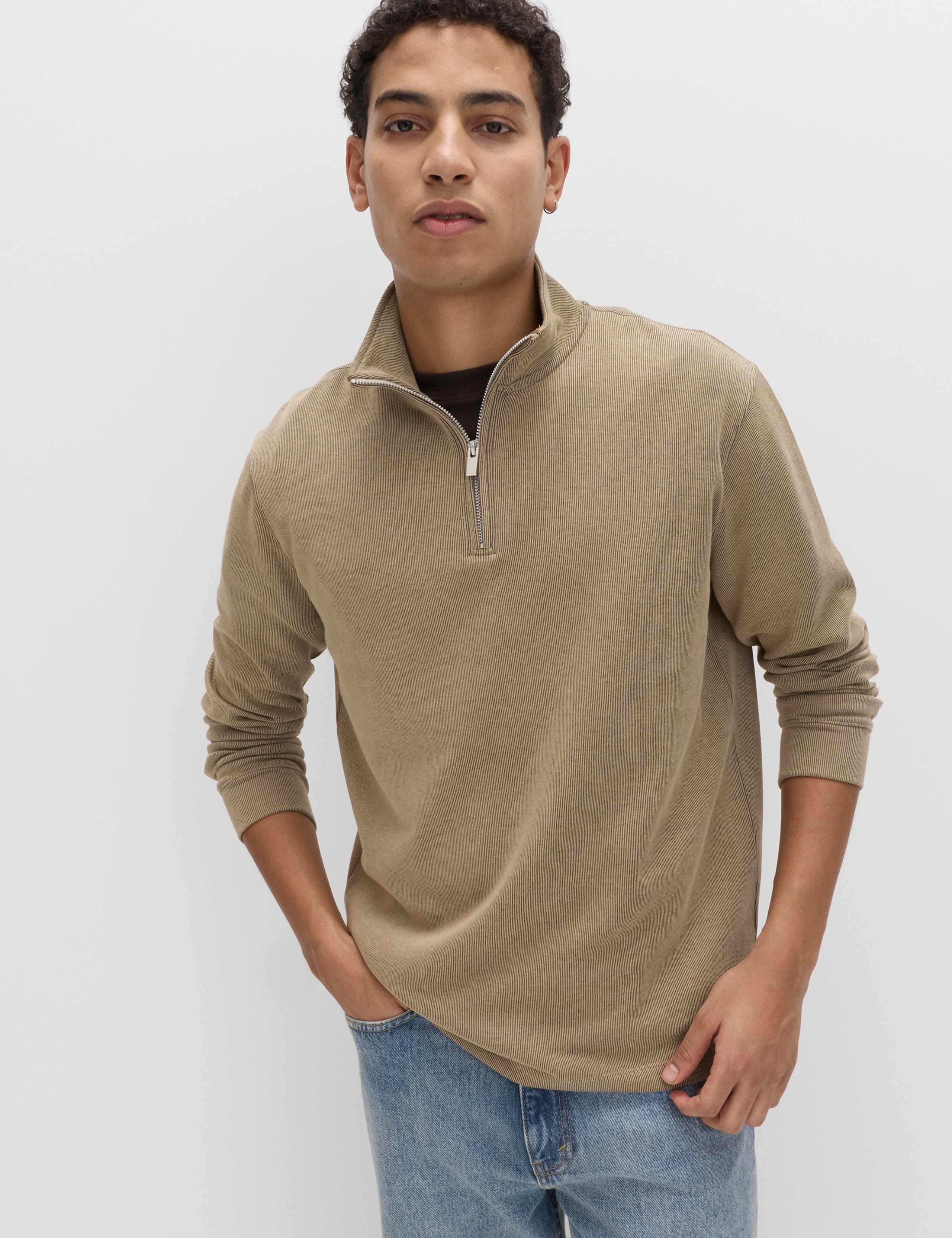 Cotton Rich Double Knit Half Zip Sweatshirt