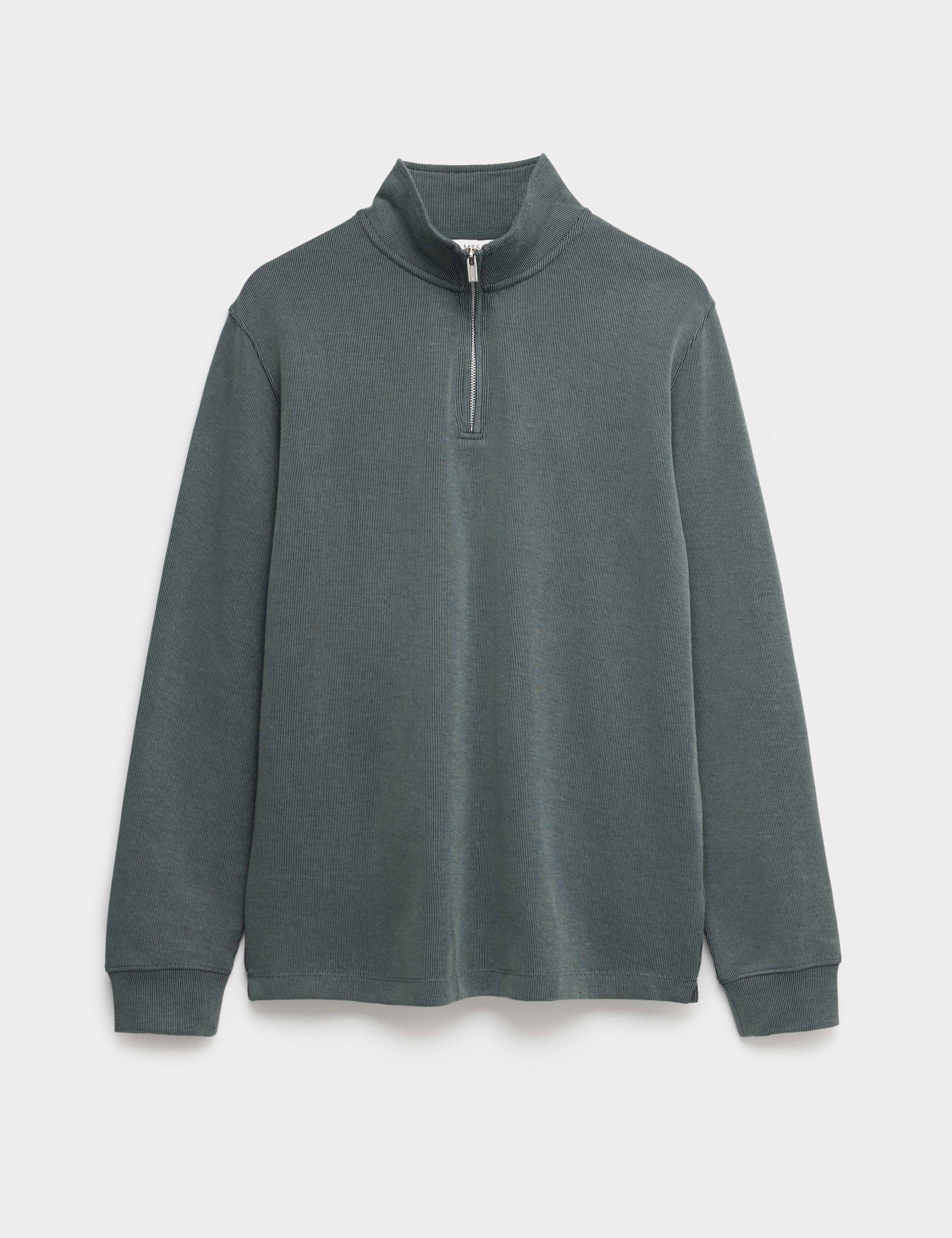 Cotton Rich Double Knit Half Zip Sweatshirt